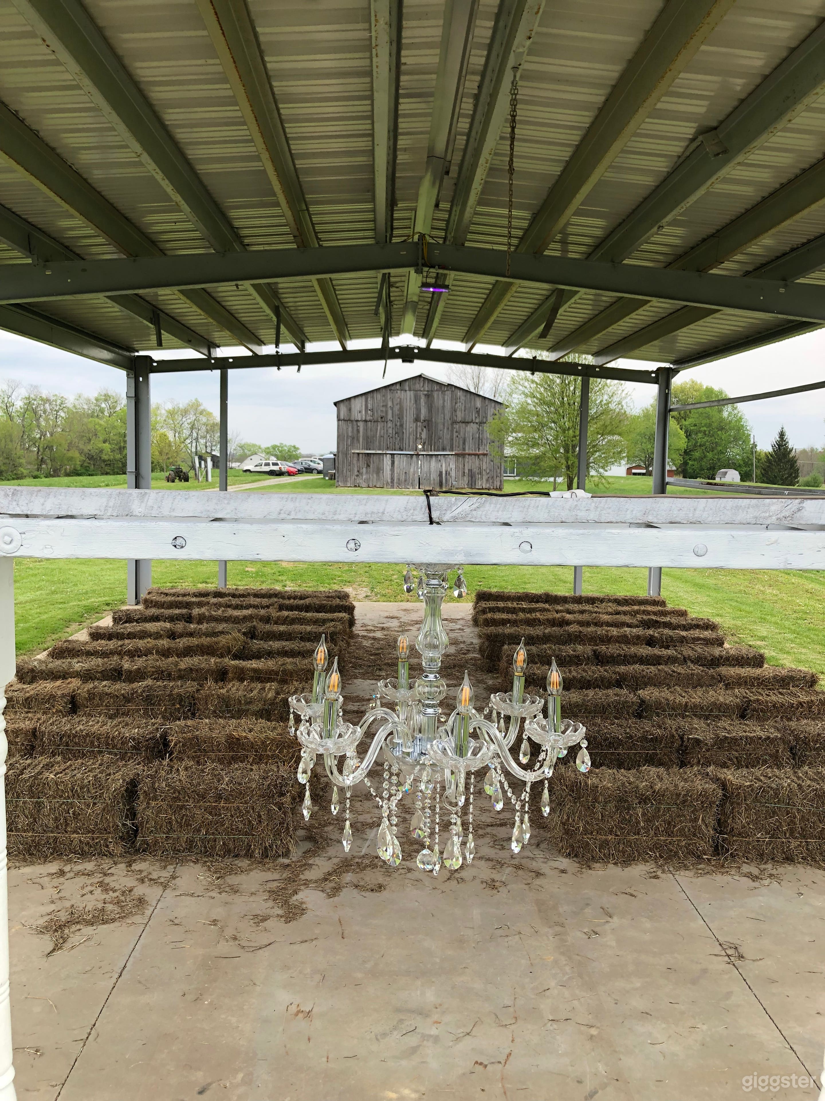 View of wedding barn and lawn