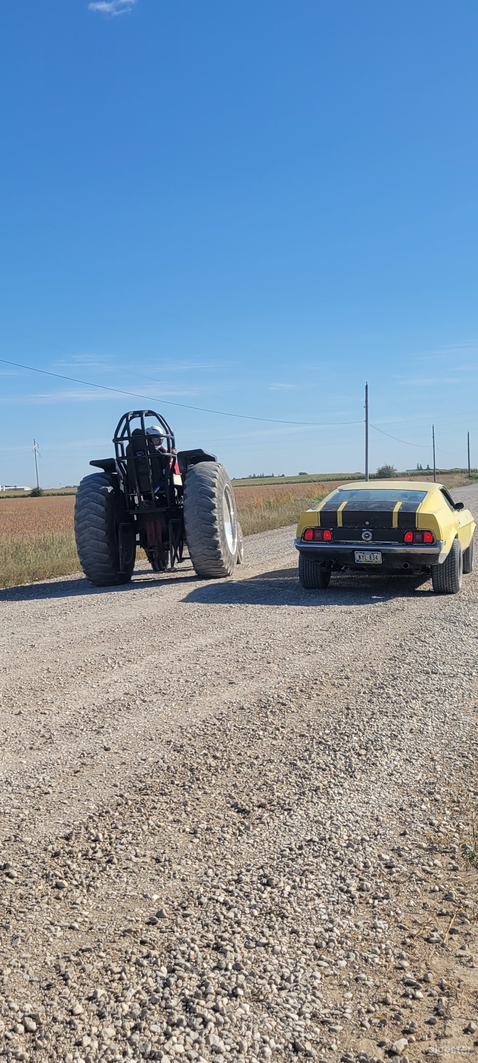 Tractor and car we offer for racing or actions shots