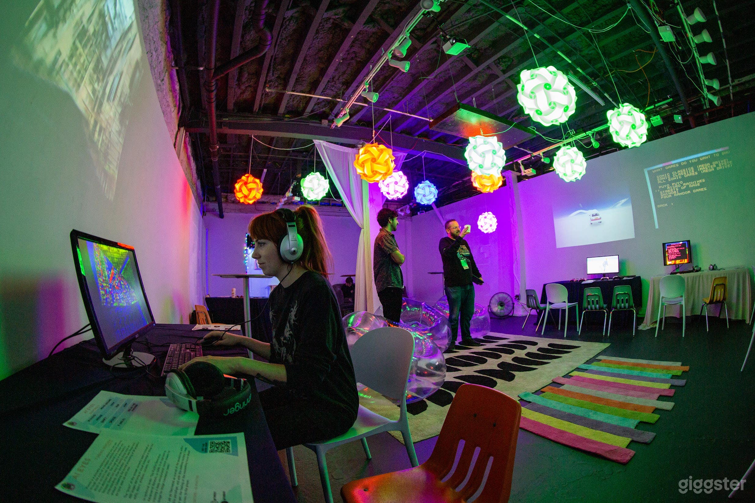 A videogame installation by AvantBeetle, on view in our Art Gallery A. Art Gallery A is equipped with a hanging mount, perfect for video installations.