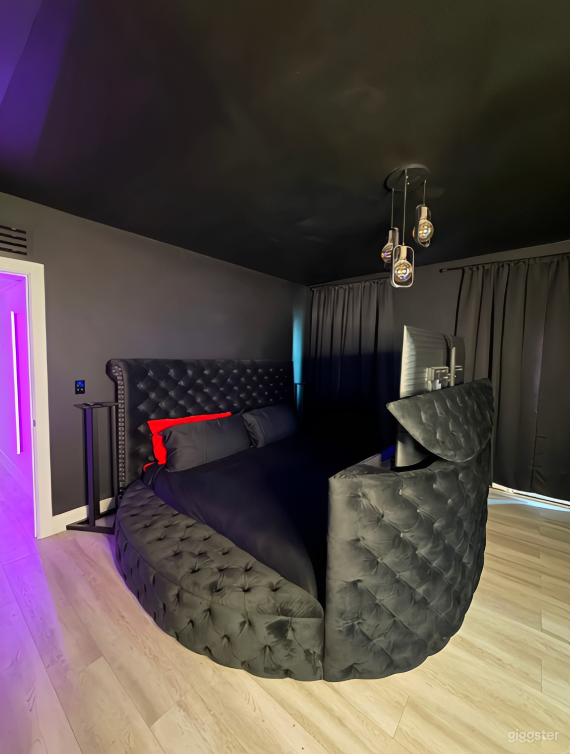 Moody Luxury Blackout Studio with LED Fireplace Photo 3