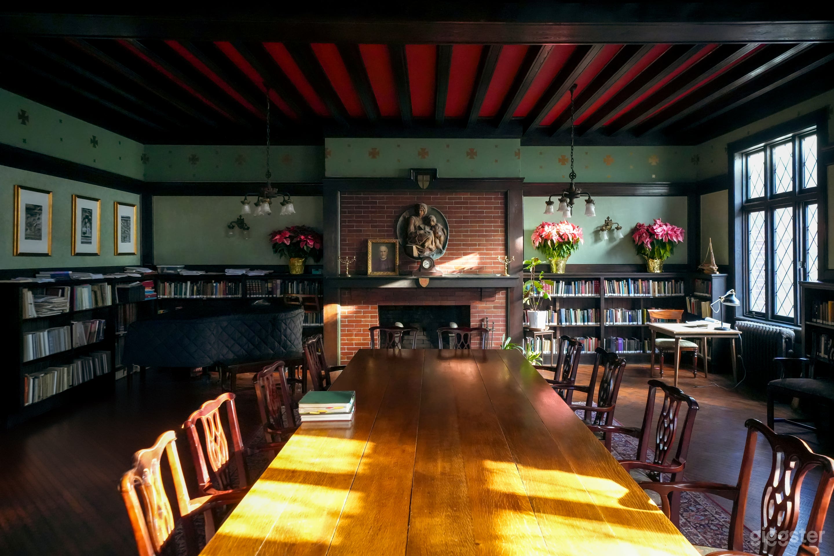 19th Century Space with Fireplace and Library Photo 4