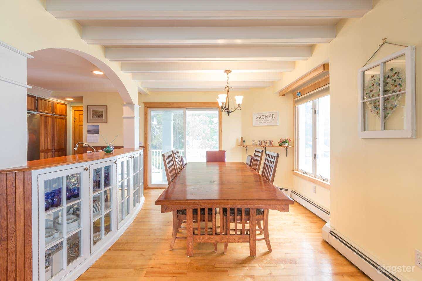 Dining area and glass cabinets