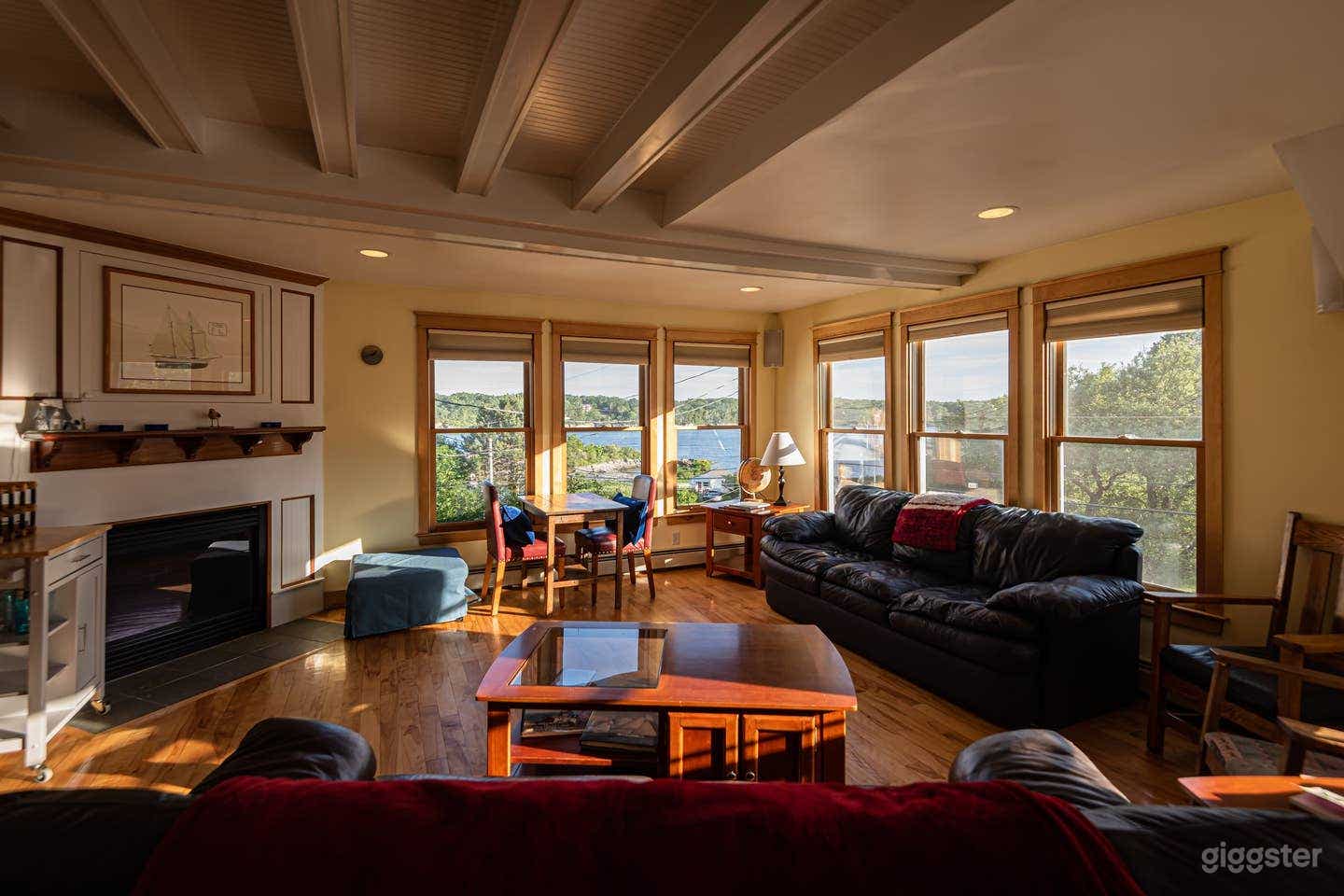 Gas fireplace and ocean views main sitting area