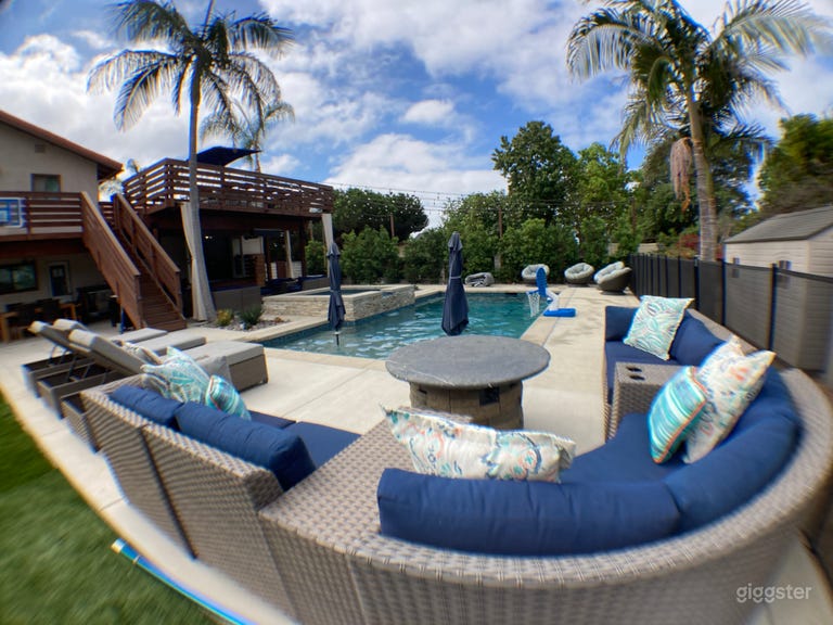  Backyard and pool view from seating area  