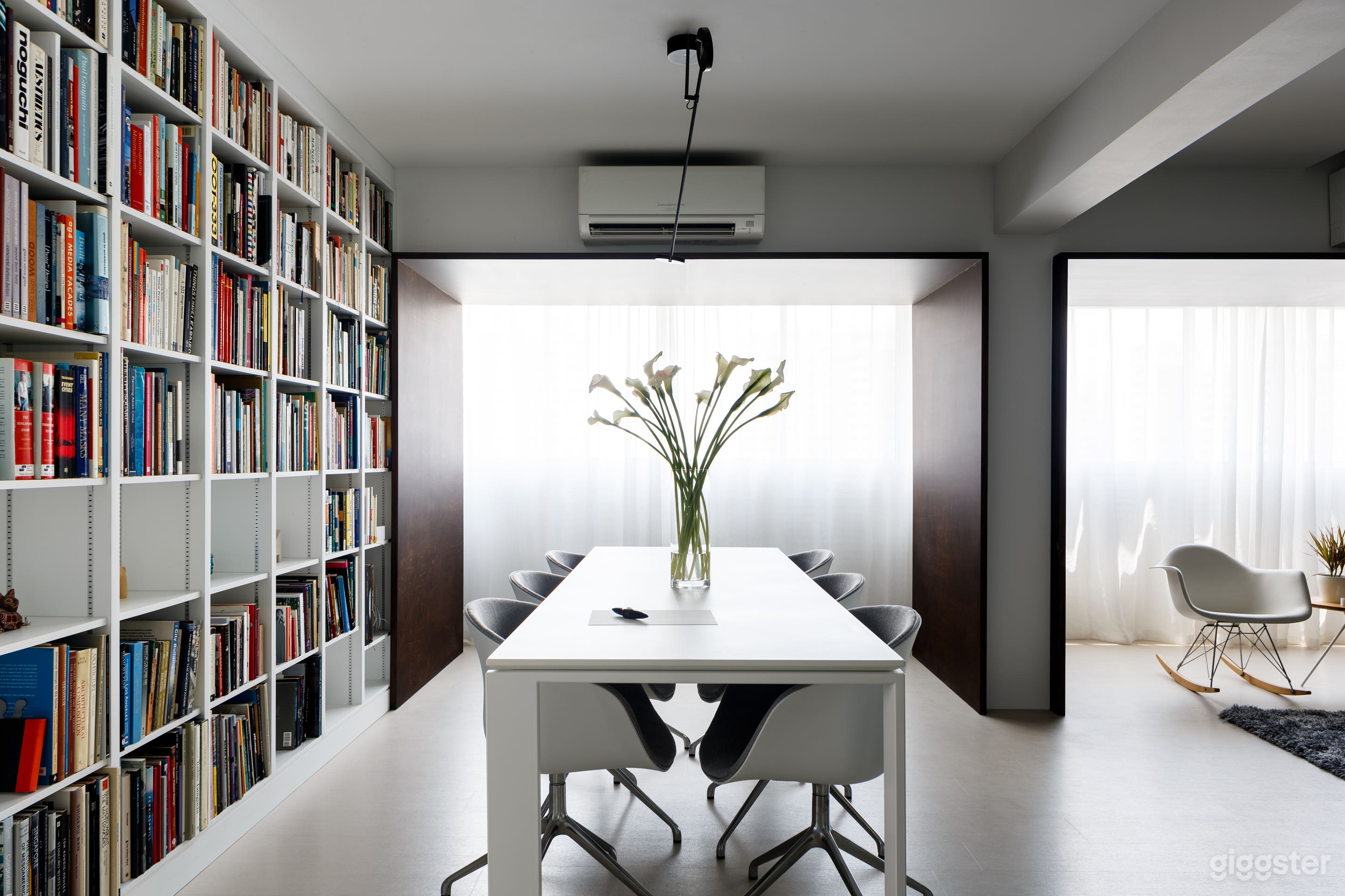 Dining/ study &amp; Library with filtered light from the north.