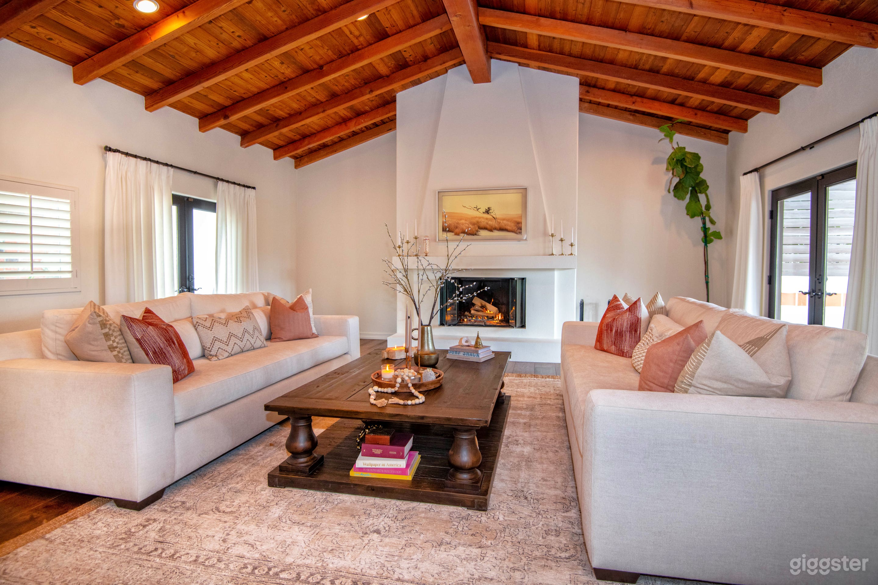 Vaulted ceiling with enormous working Spanish fireplace
