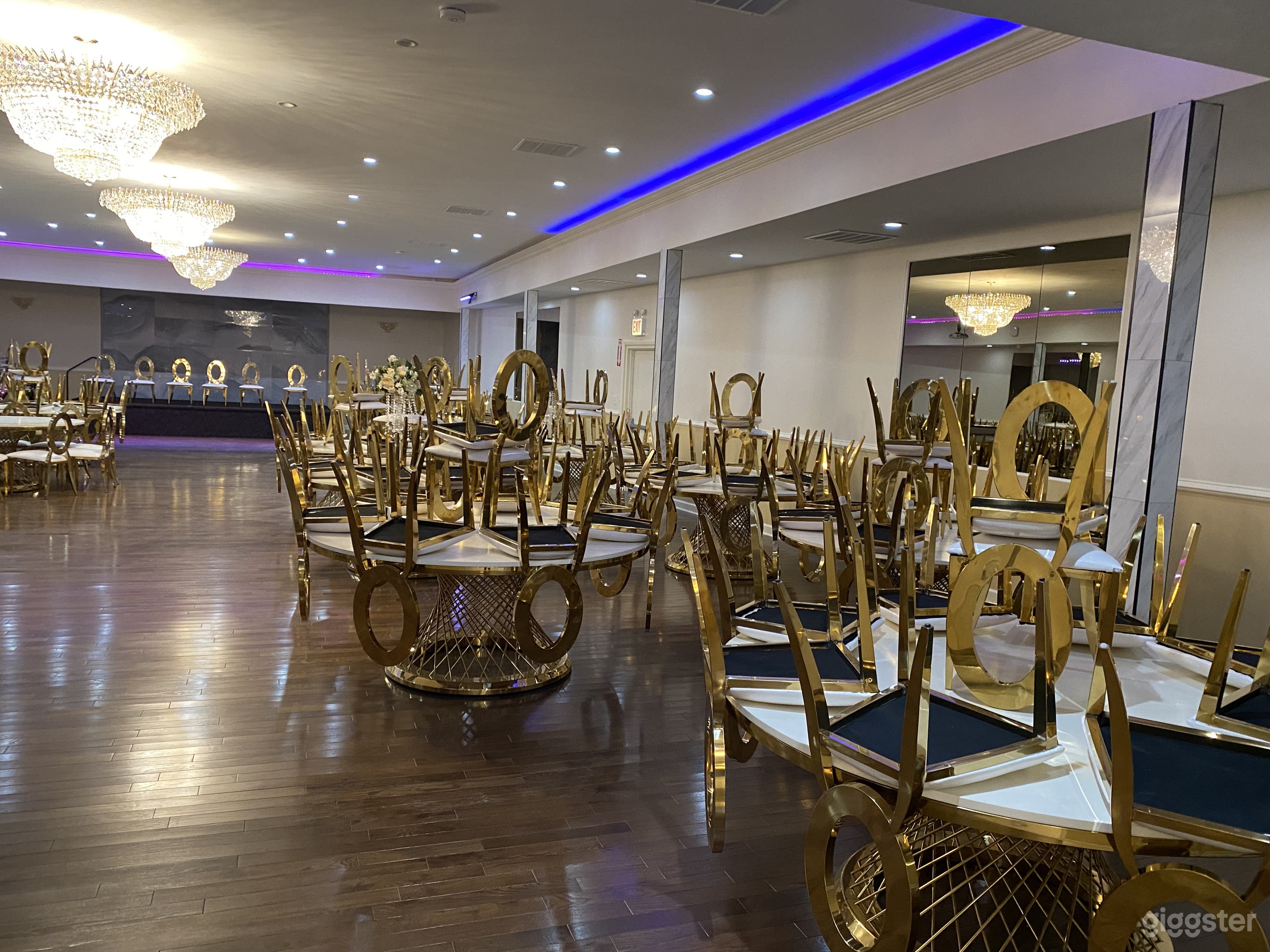 Hall with chairs on table