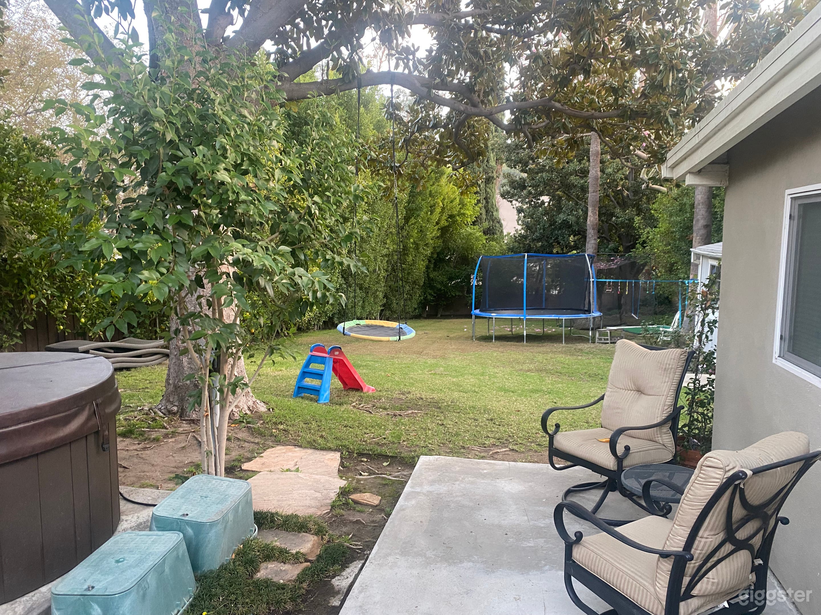 View to back yard and guest house.