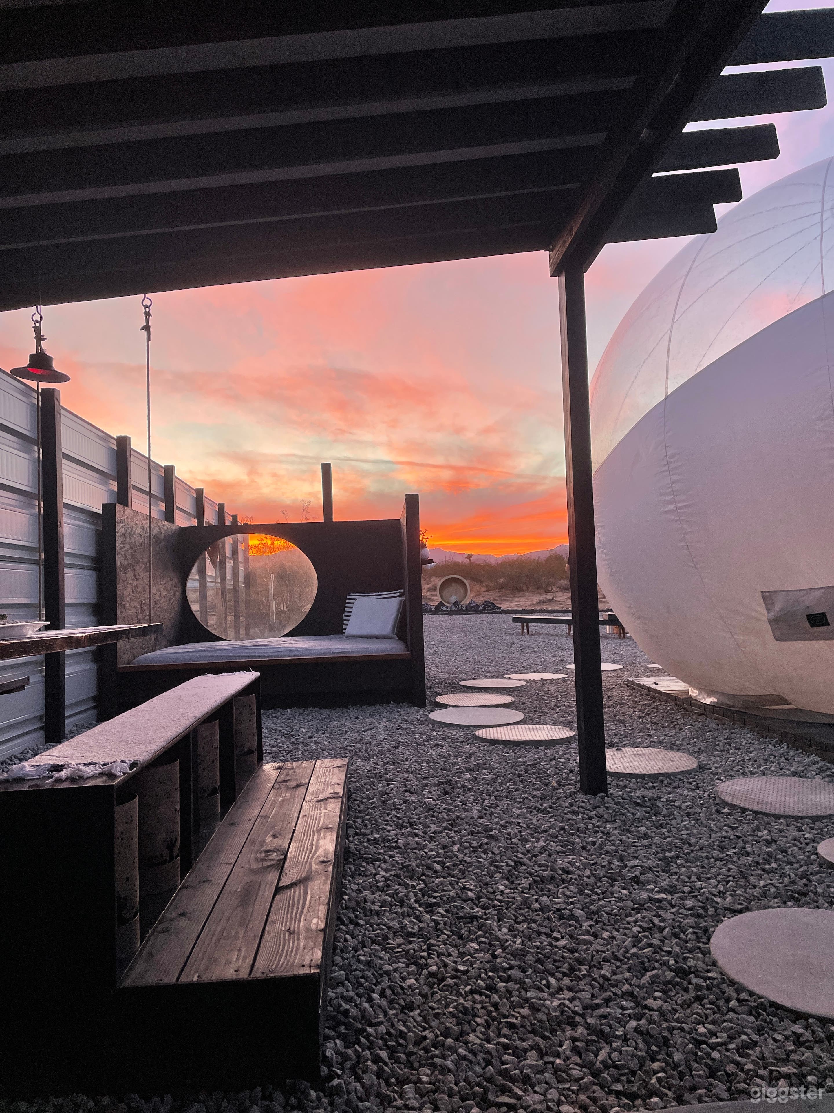 The view from the covered lounge looking West