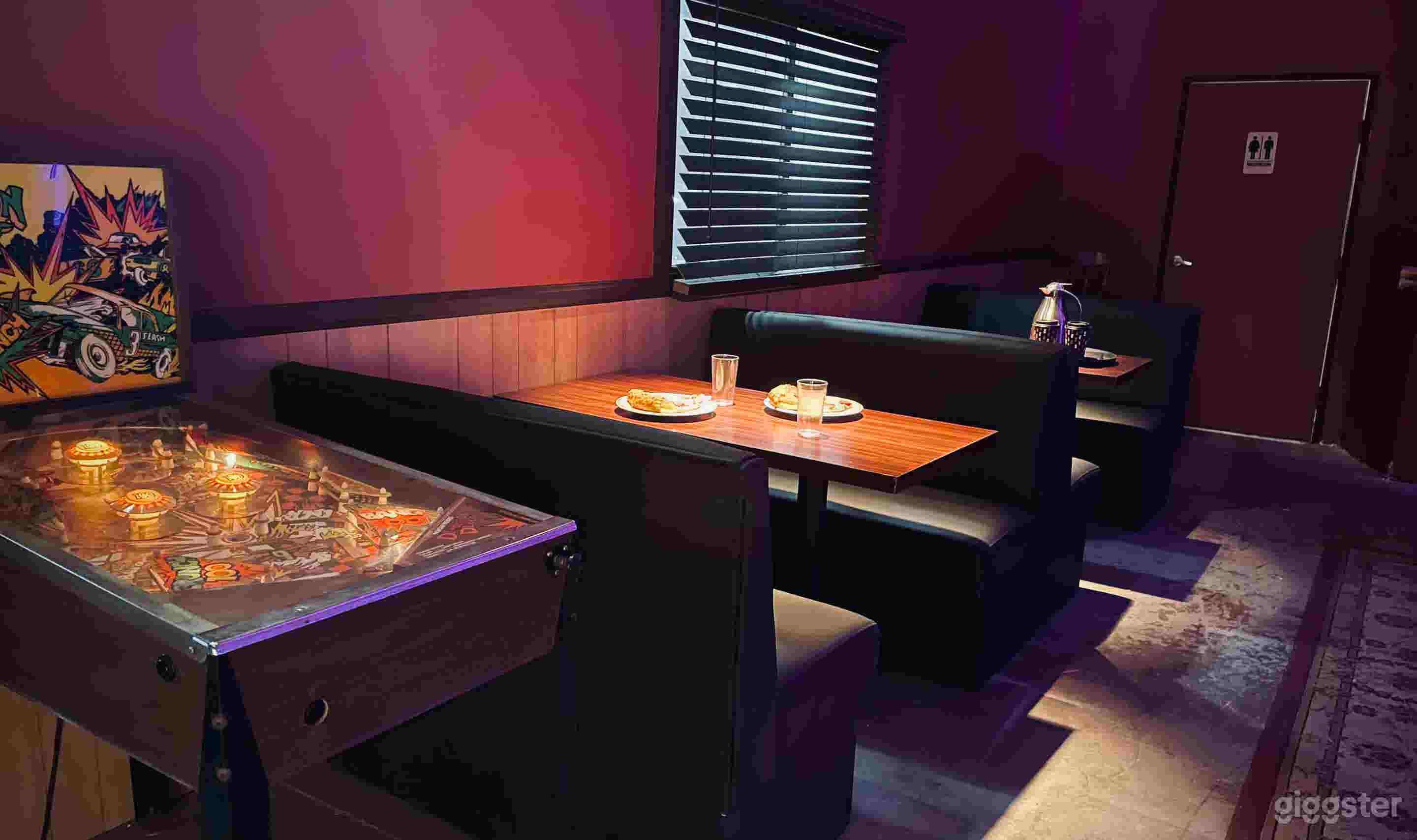 Coffee Shop or Diner with working Pinball Machine, Remote Controlled Lighting, Food and Drink props included! 