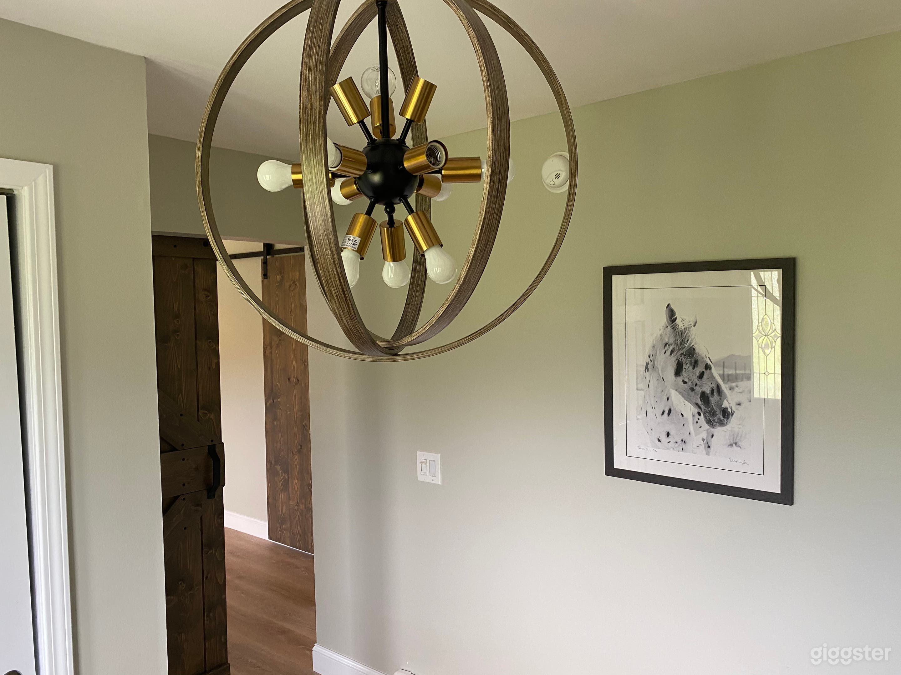 Front entrance.  Sliding Barn door to office 