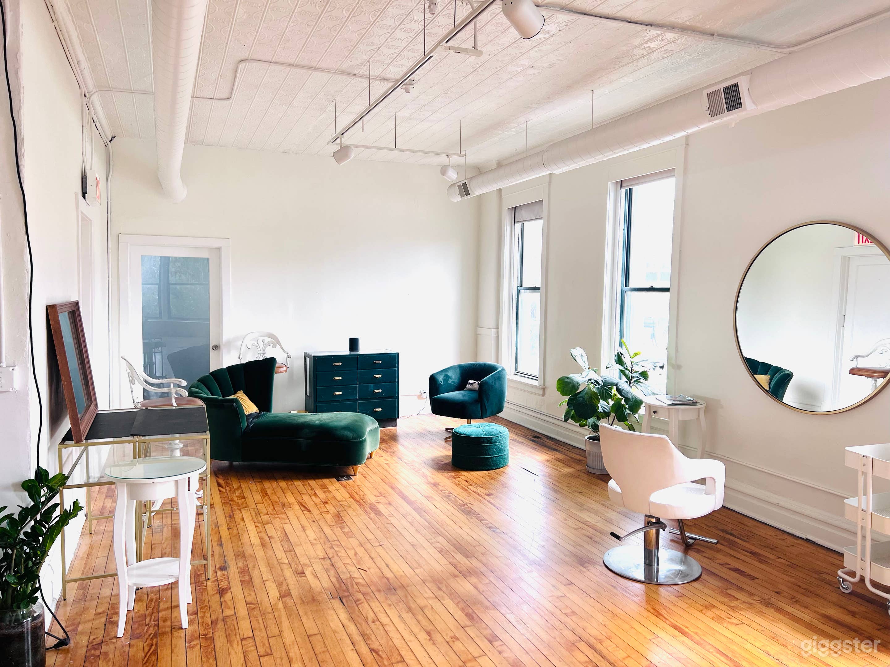 makeup and hair area in space or items can be moved out of the space entirely.