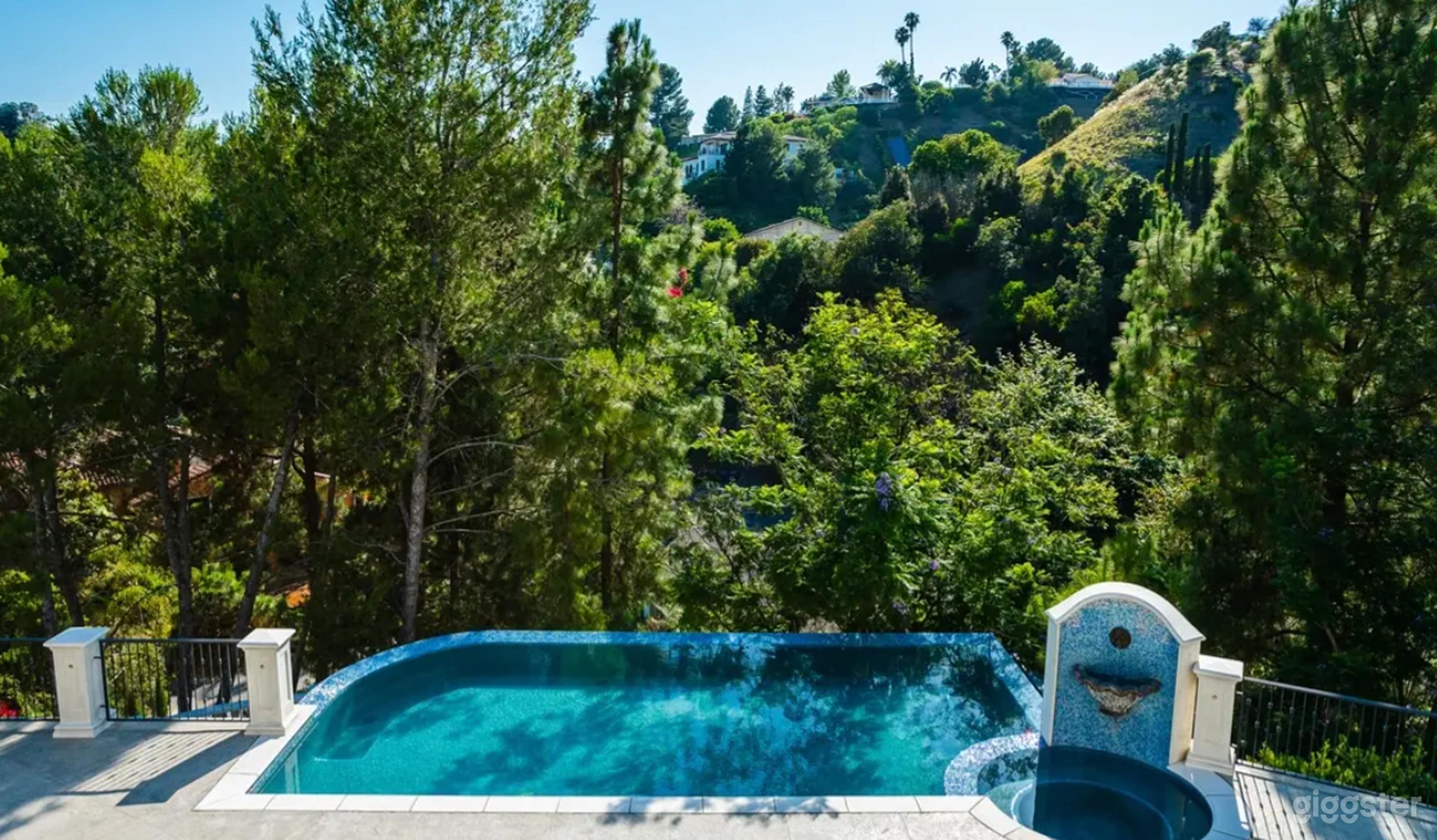 Elegant Infinity Pool & Jacuzzi with Fountain Feature Photo 1