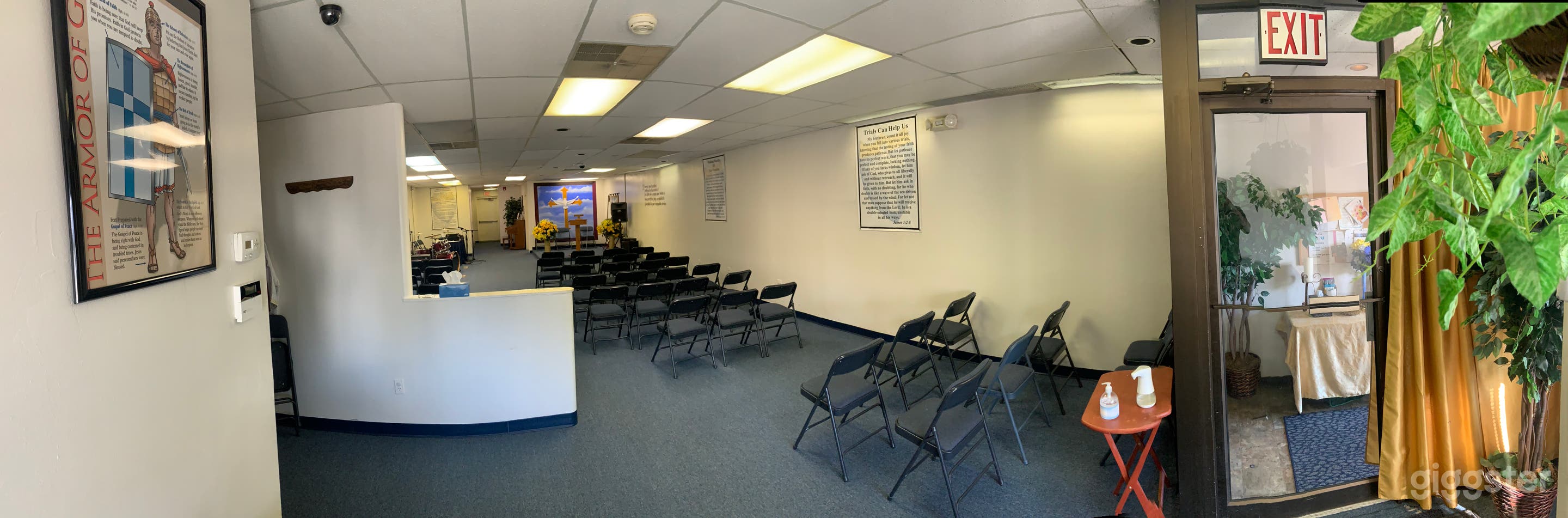 Seating area with additional seats on site.