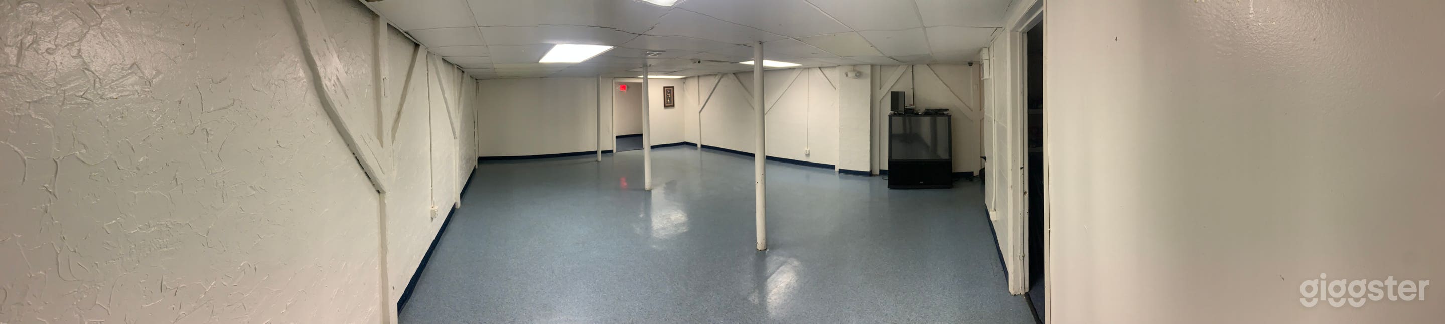 Basement area good for use for communal dining and gathering.  Tables are also available.