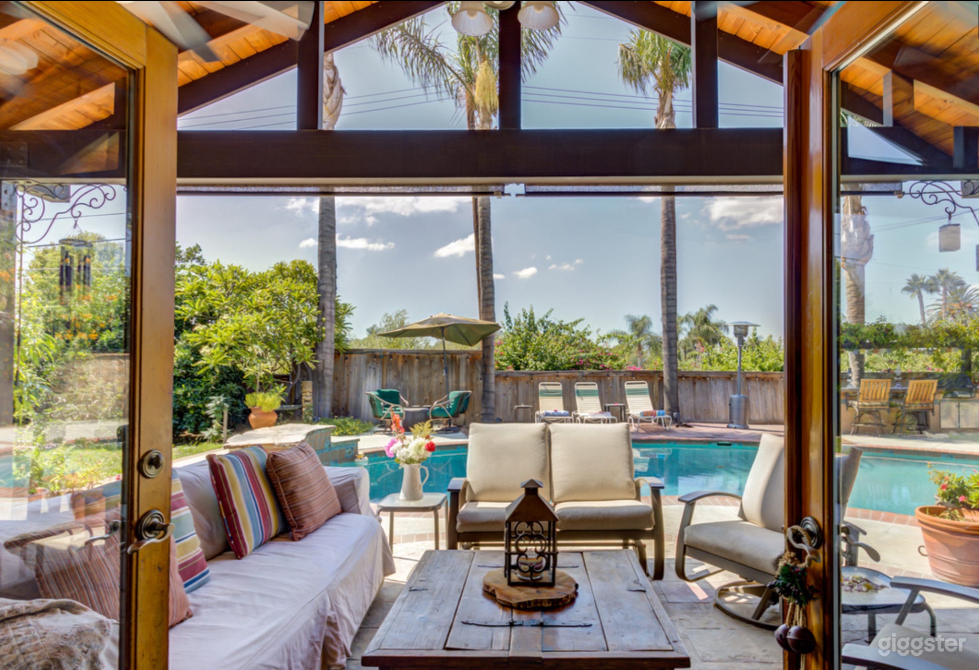 Custom gable covered patio with dual fans and light!