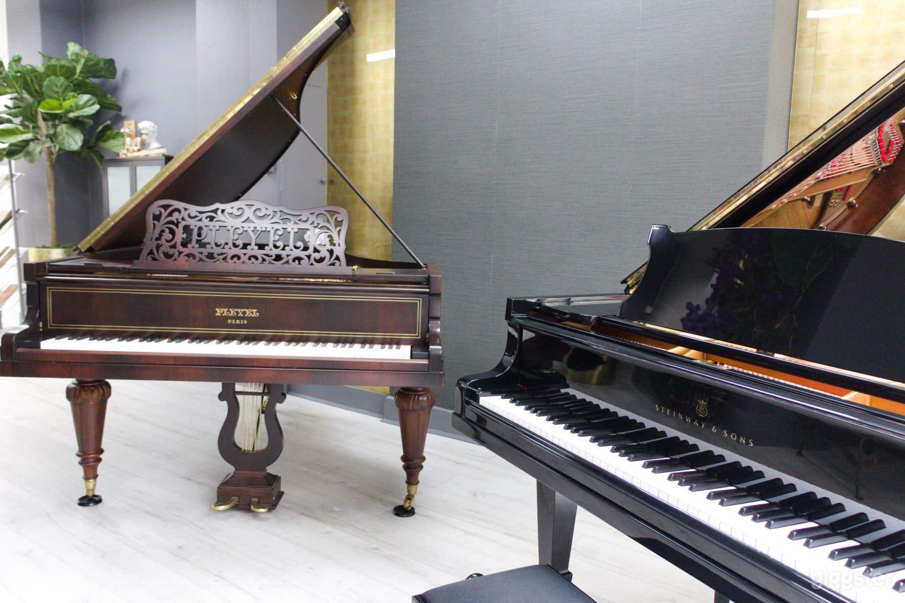 A Pleyel and Steinway grand piano