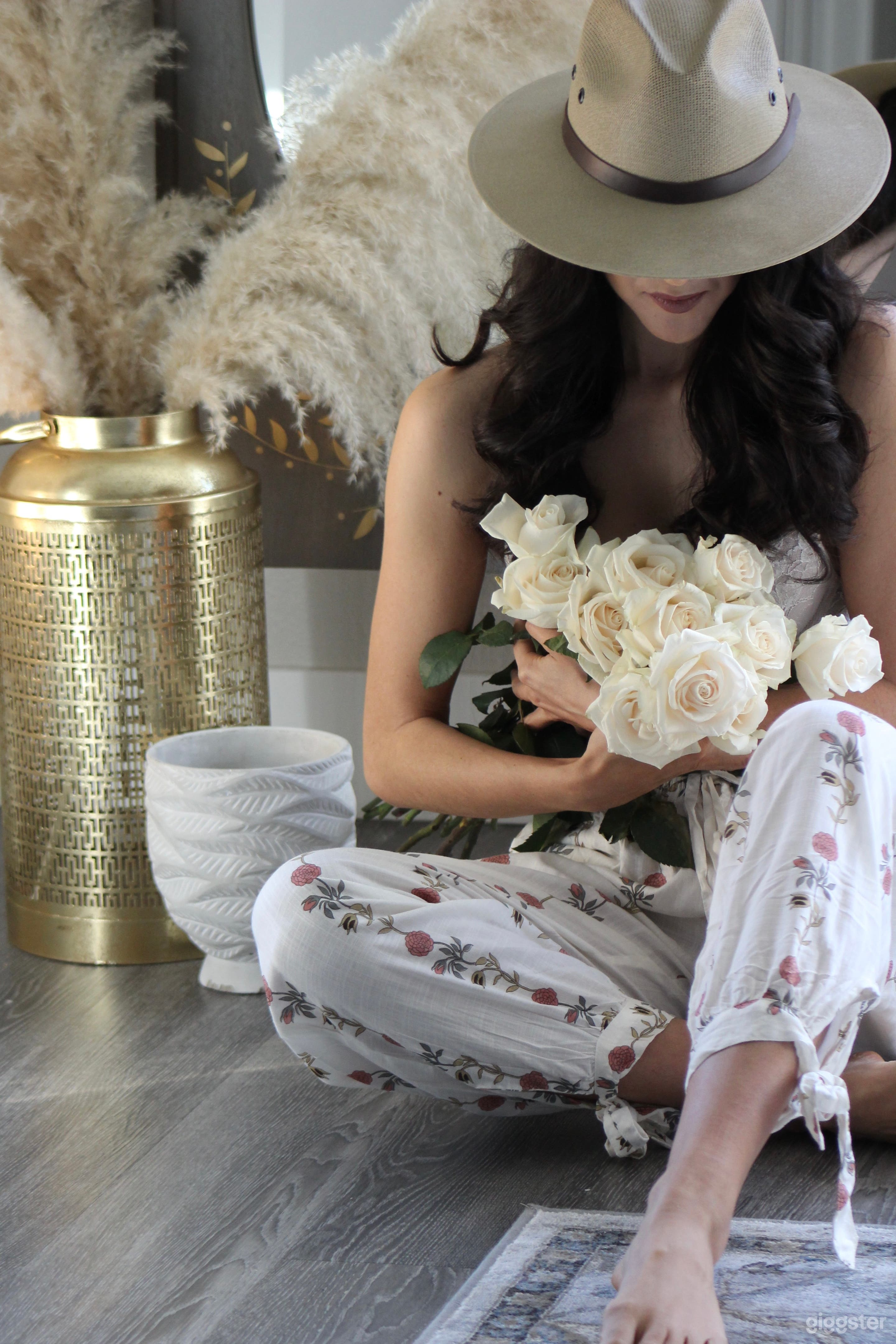 Modern Moroccan Living Room w/ Marble Island Photo 2