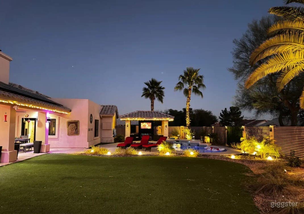 Modern Backyard Oasis with Scenic Pool Photo 3