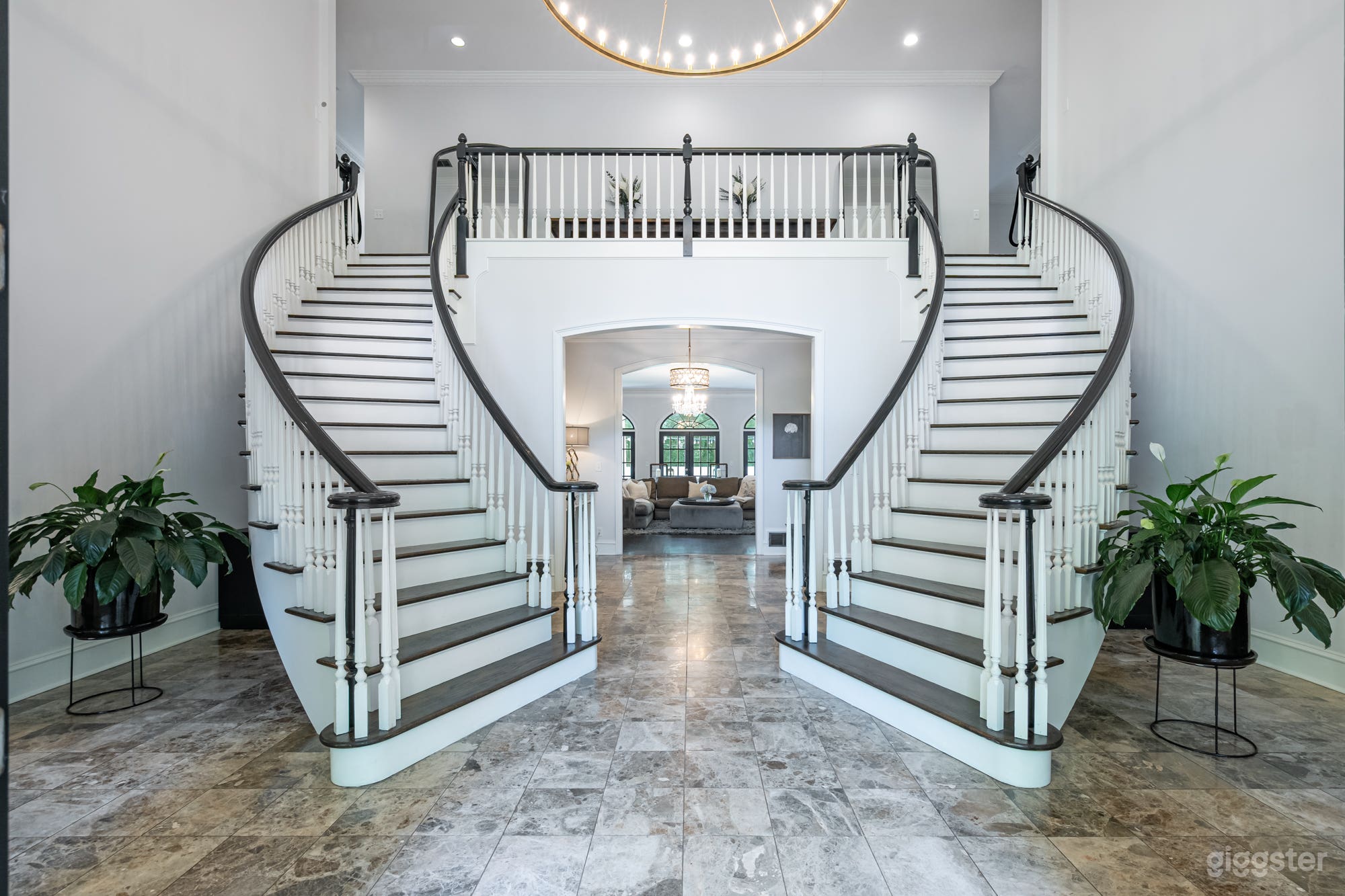 Grand entry foyer, double stair cases 