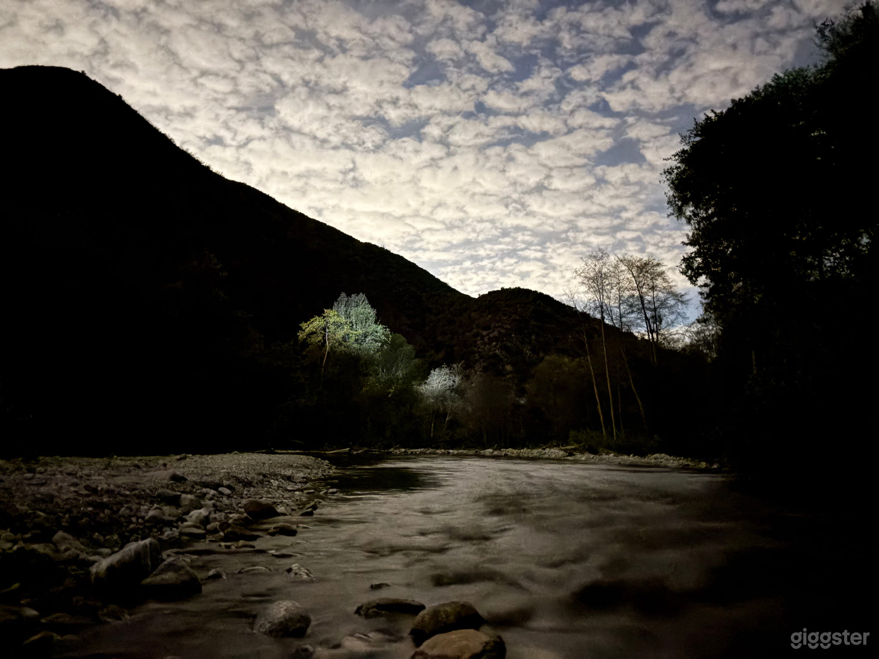 Mountain stream at dusk