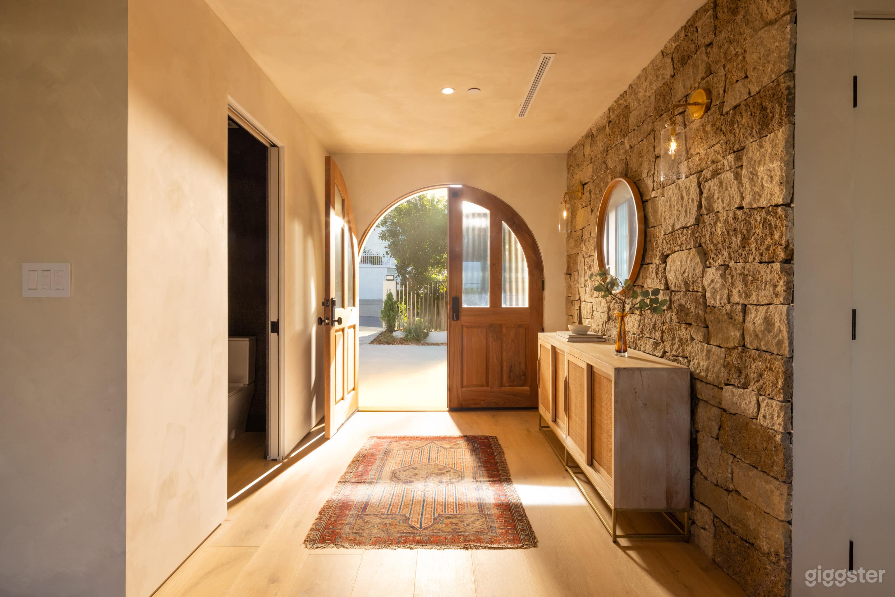 Arched Walnut Entry Door 