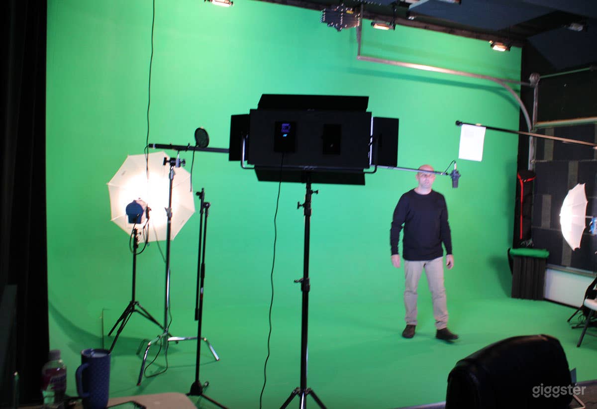 Production Studio with Green screen Cyclorama Wall.