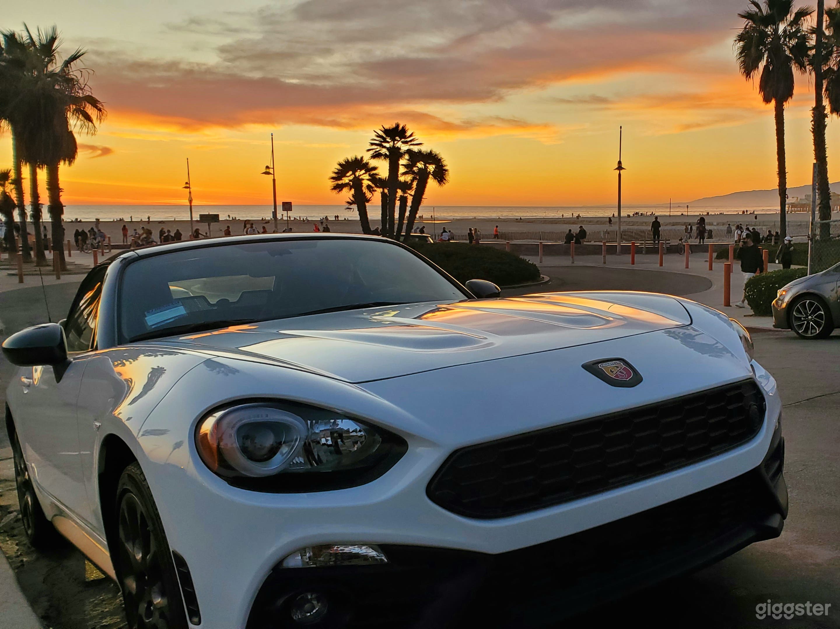 ❤ White Italian Convertible Abarth Wedding Car Photo 3