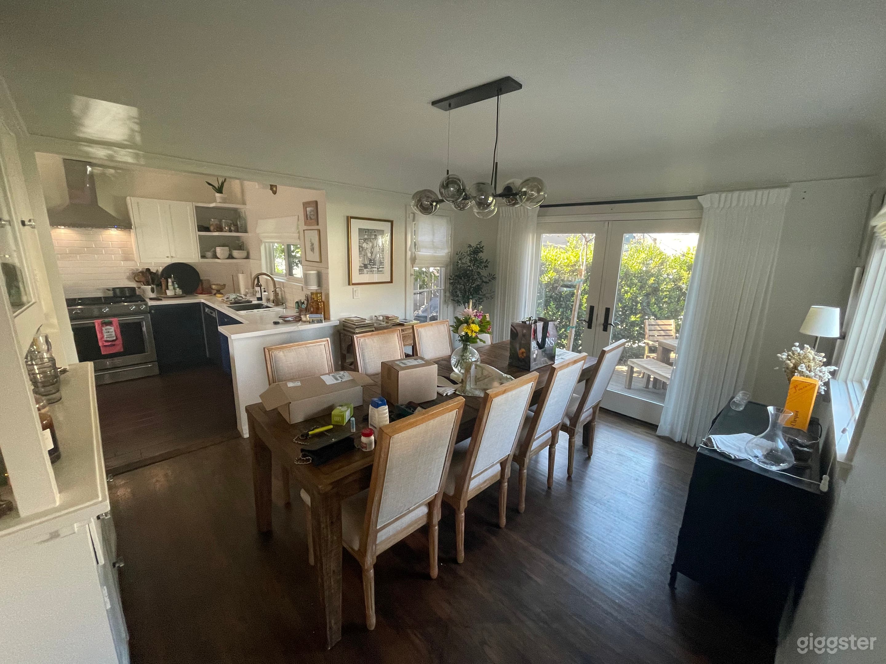 Dining room with screen doors to balcony