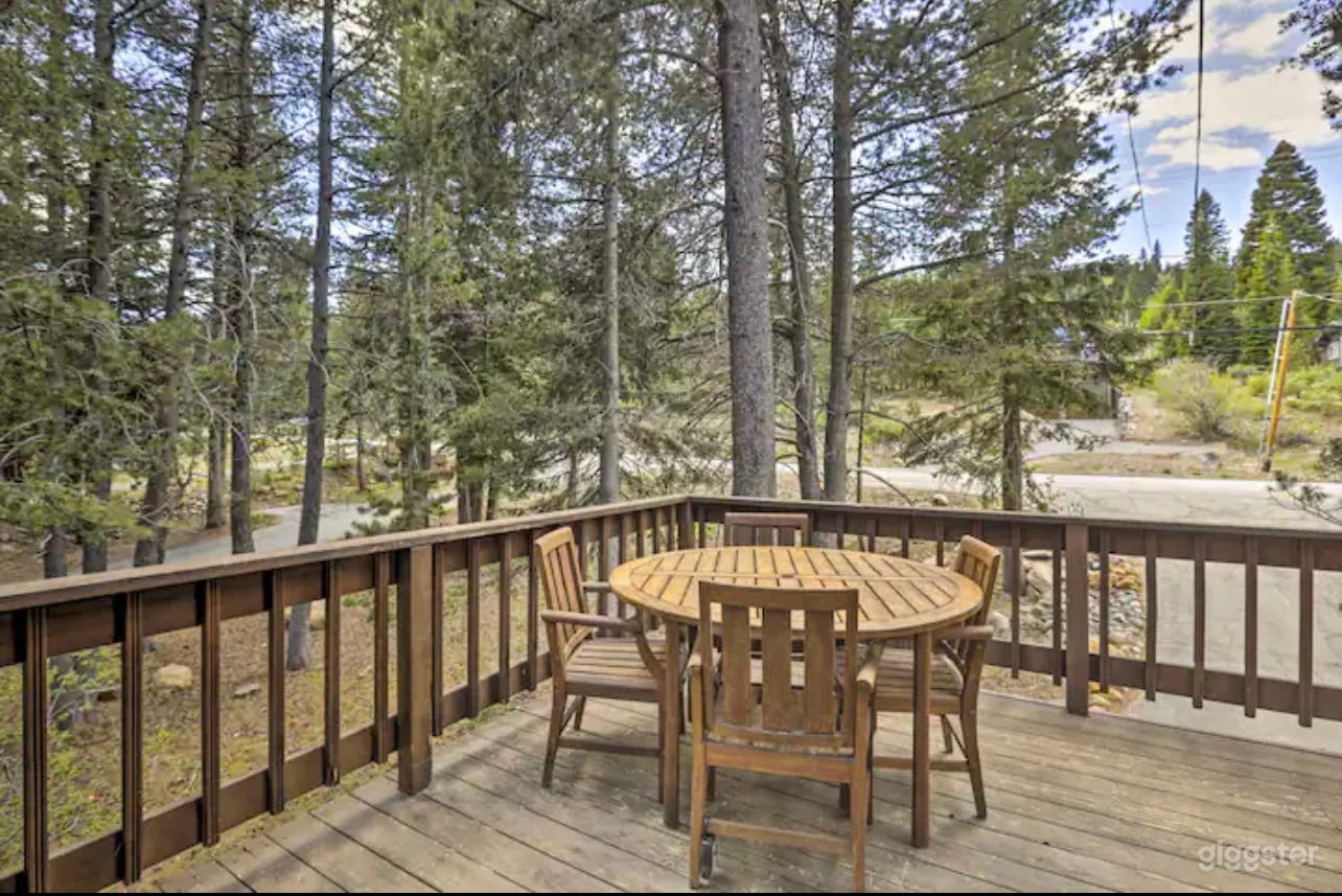 Front deck with view of street and nature.