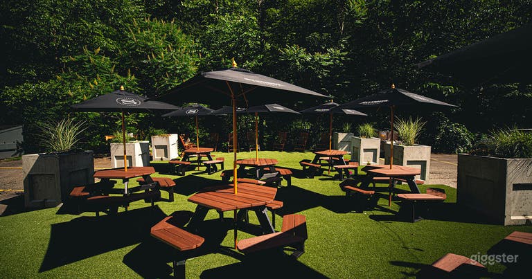  Patio / bier garden next to the creek. 
