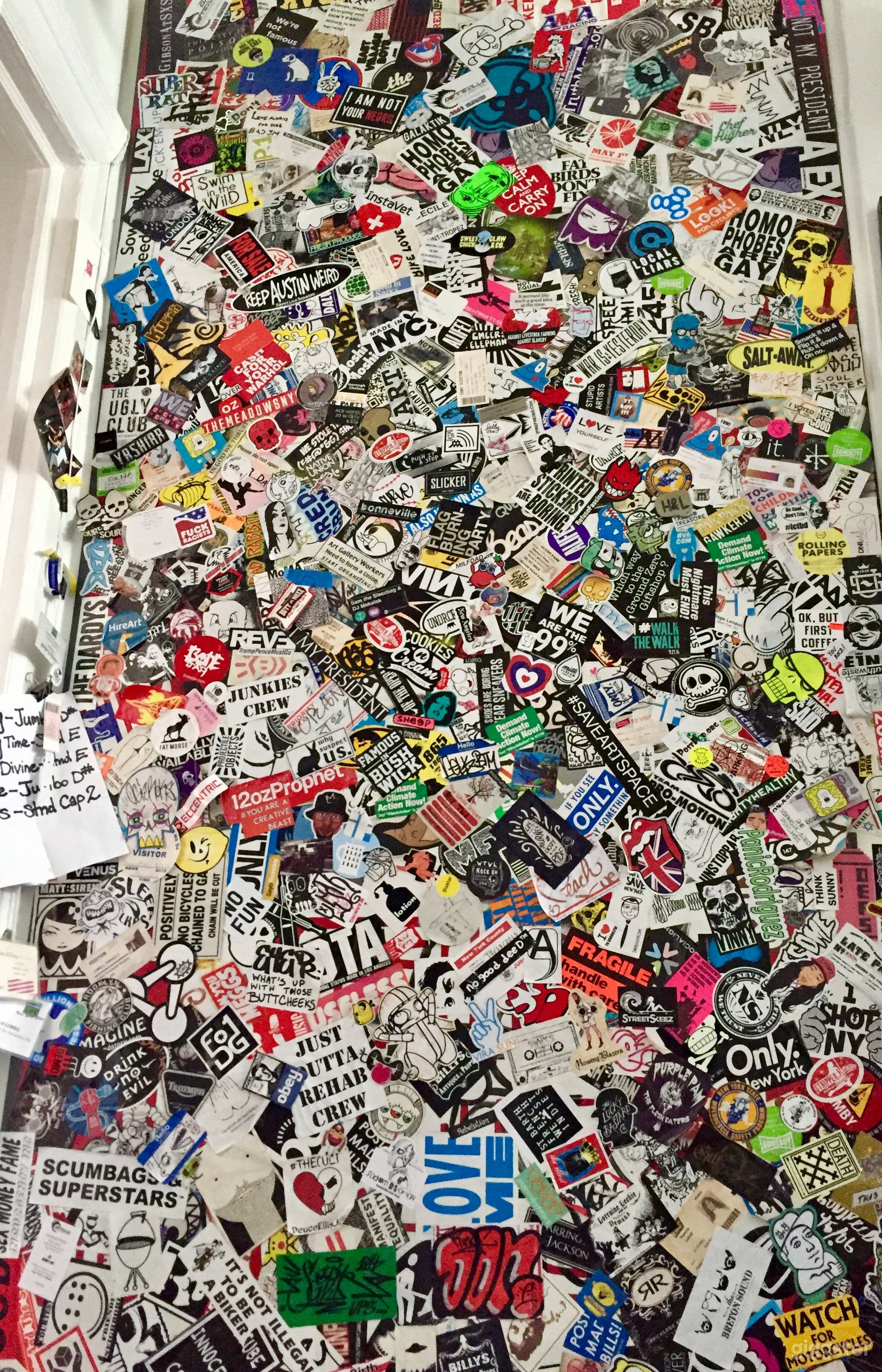 Sticker wall with urban tags. 4'x8'. 