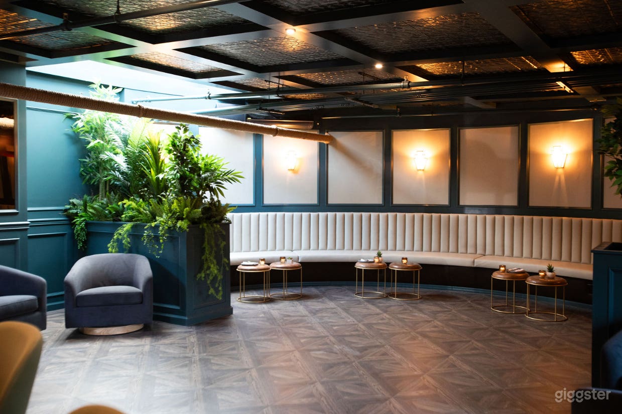 Private room seating. There are two skylights that give the room plenty of daytime usability. 