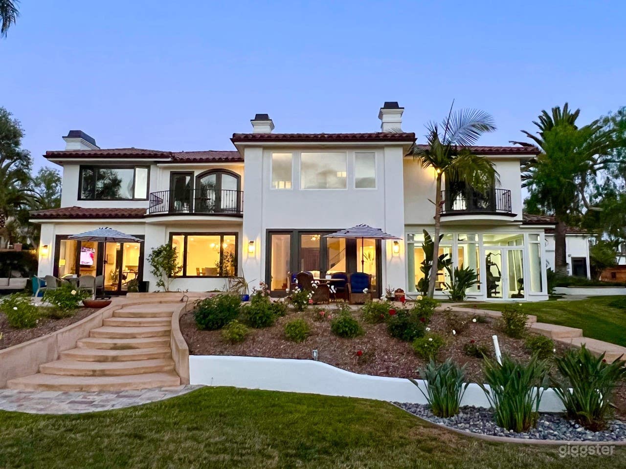 Sunset light on back of house.