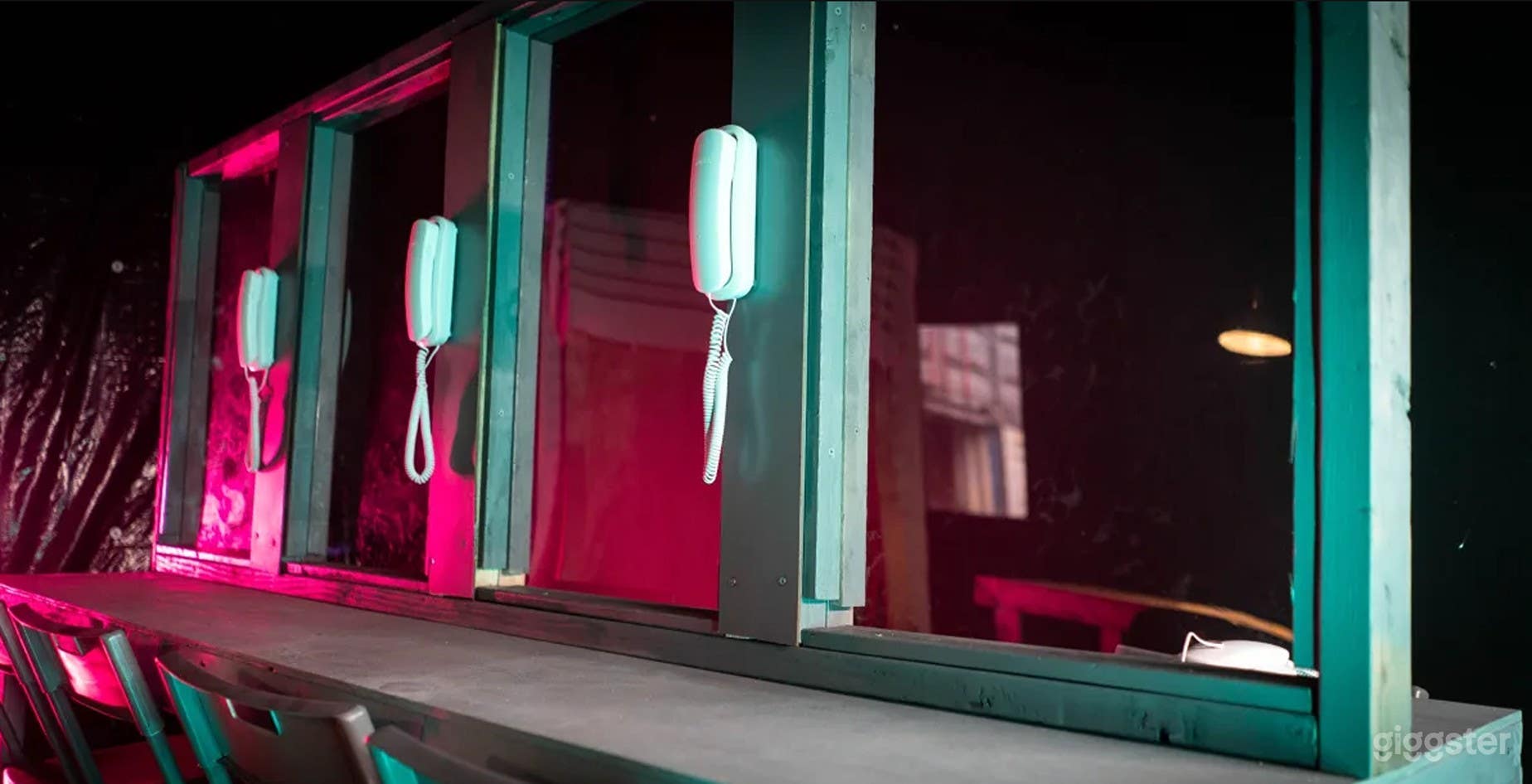 Jail Cell with Interrogation Room, Visitation Center, and Mugshot Backdrop Wall Photo 3