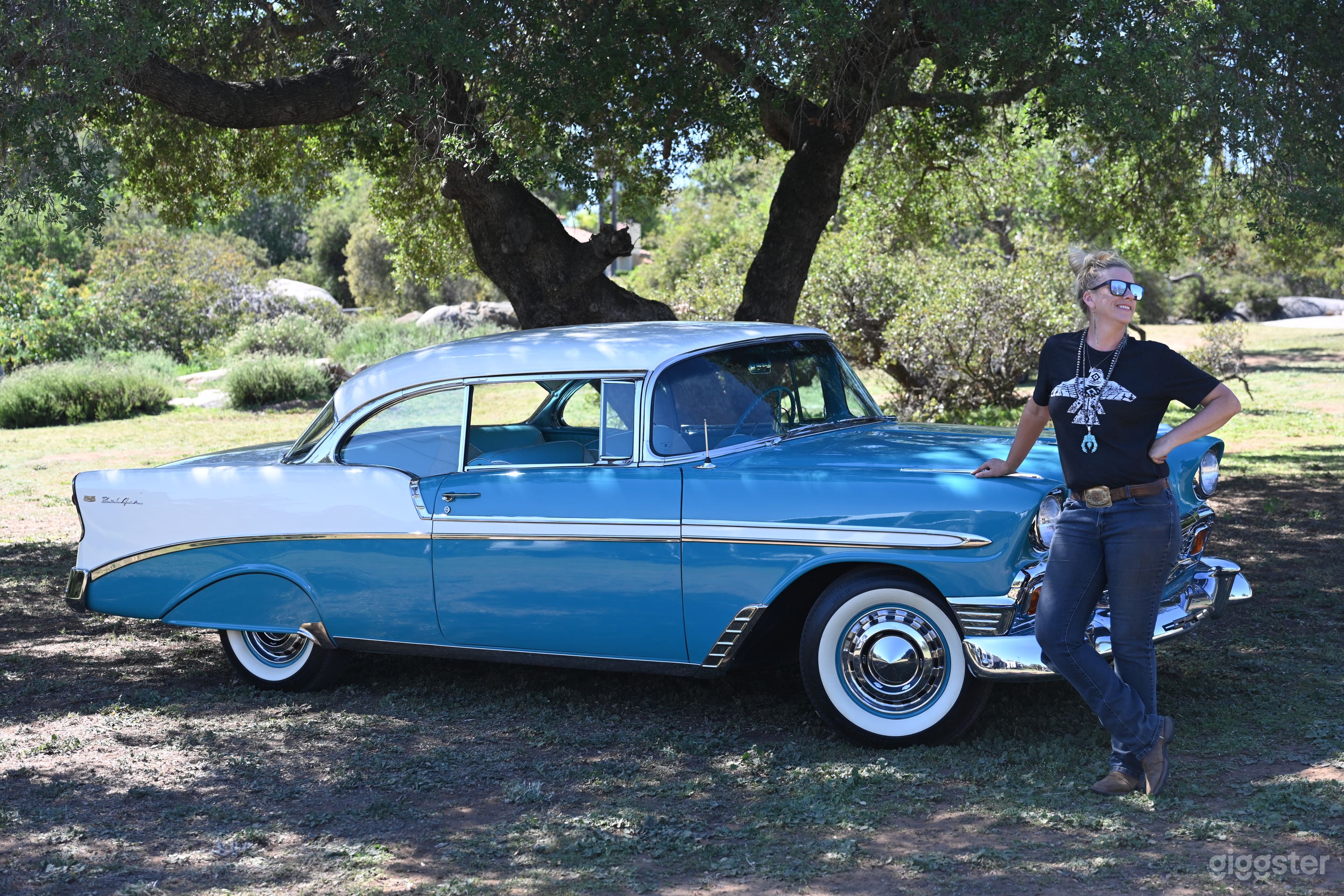 1956 Bel Air with turnout as backdrop