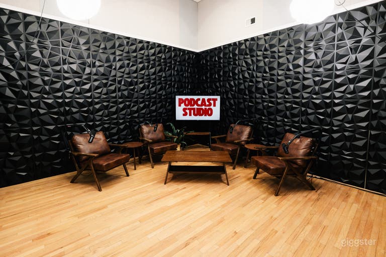  Studio de podcast avec équipement : multi-décor 
