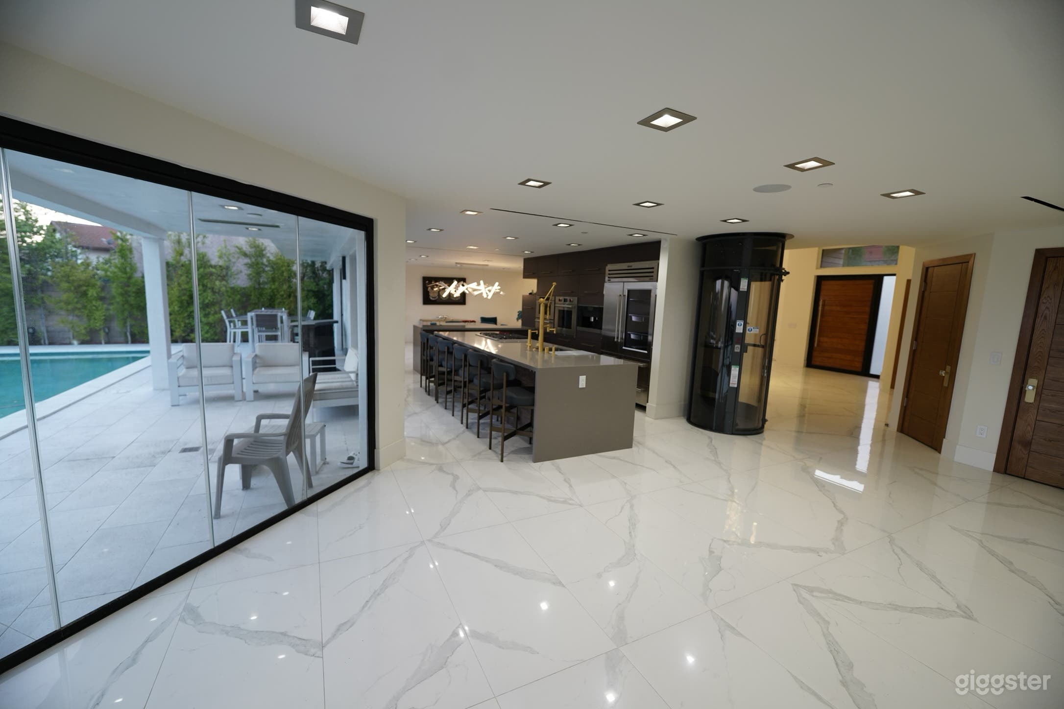 Modern Glass Hillside Estate Pool, Elevator, & Valley Views Photo 4