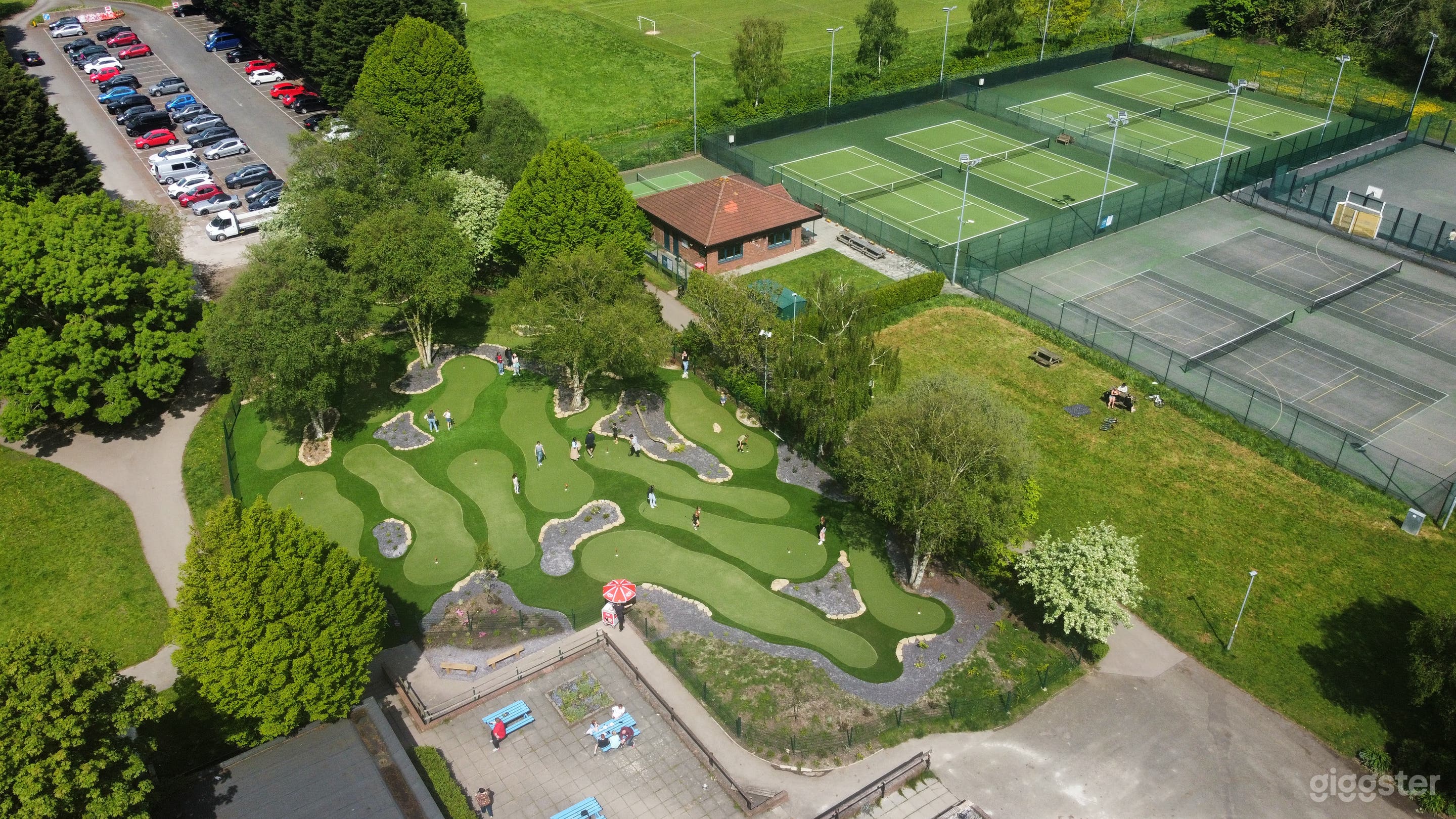 Aerial view of our mini golf course