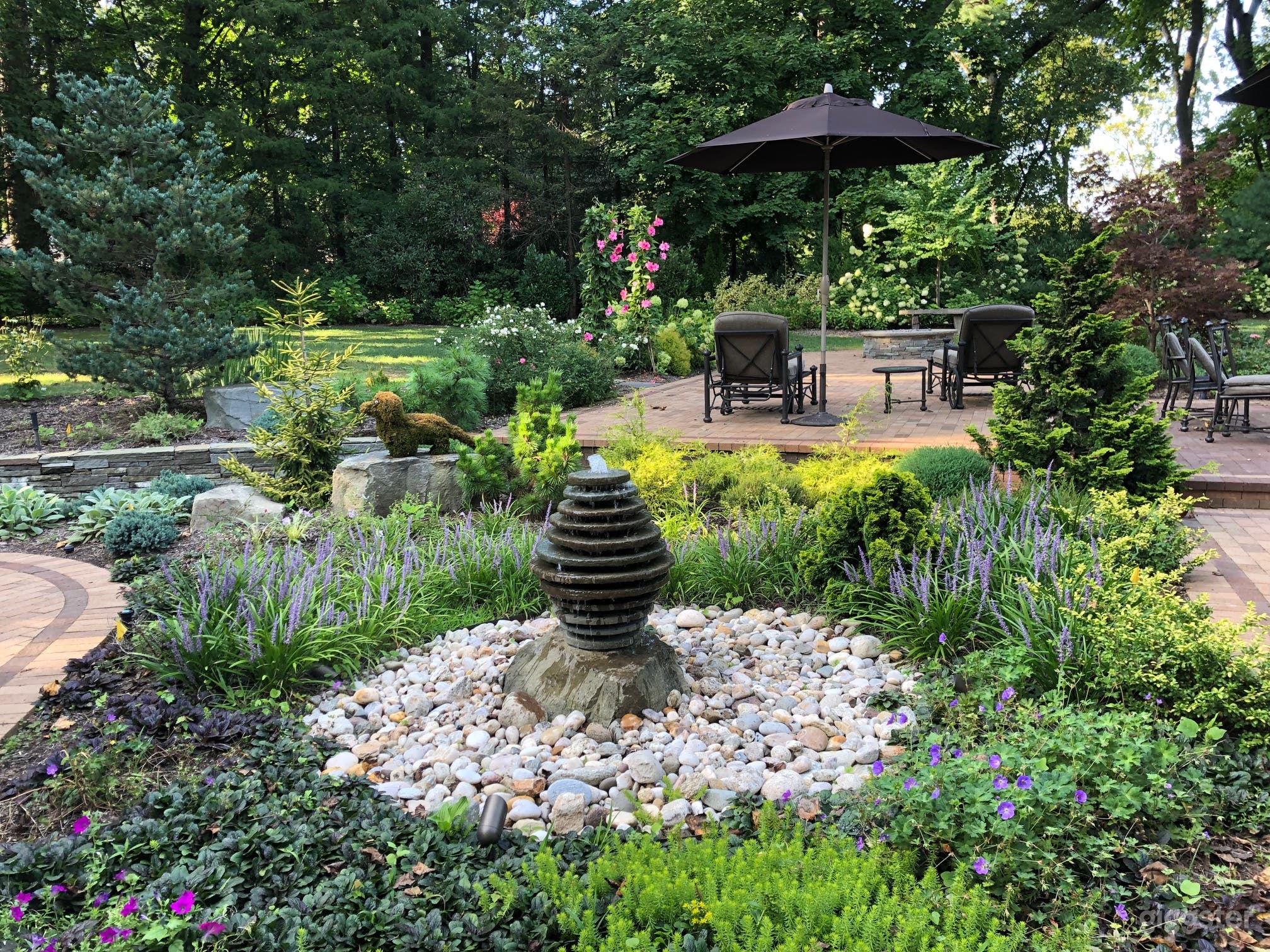 Water feature in zen garden