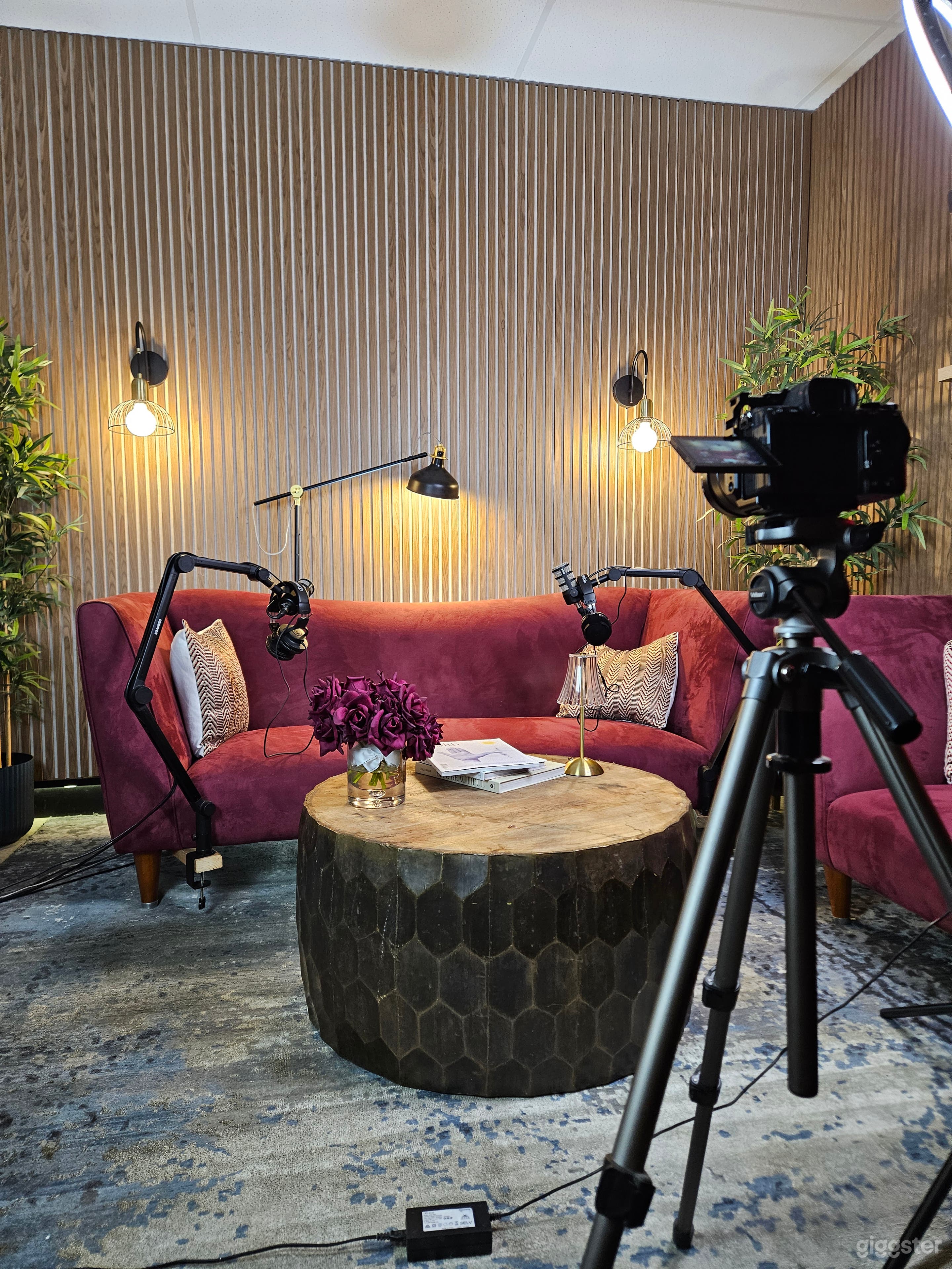 Stylish Podcast Studio with Luxe Velvet Lounges | Photo 4