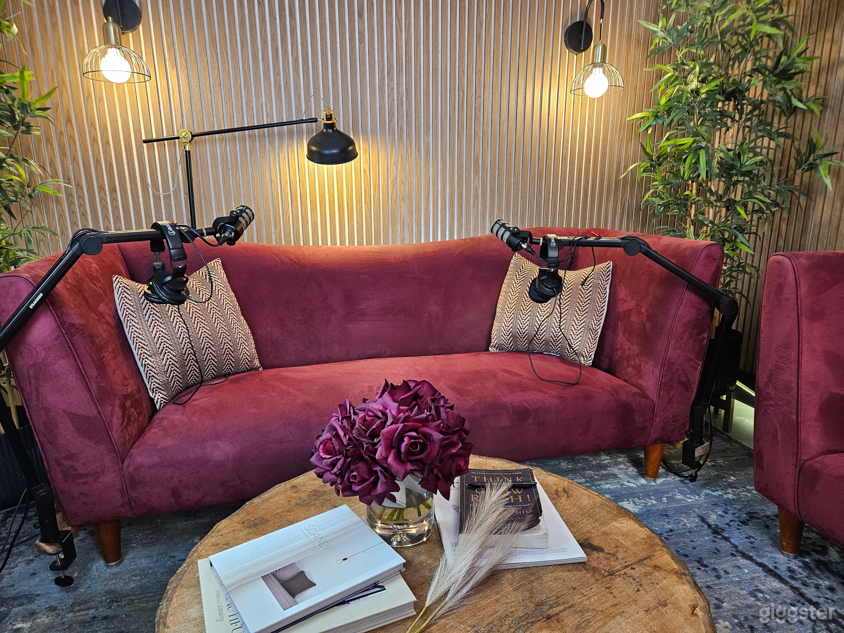 Stylish Podcast Studio with Luxe Velvet Lounges | Photo 2
