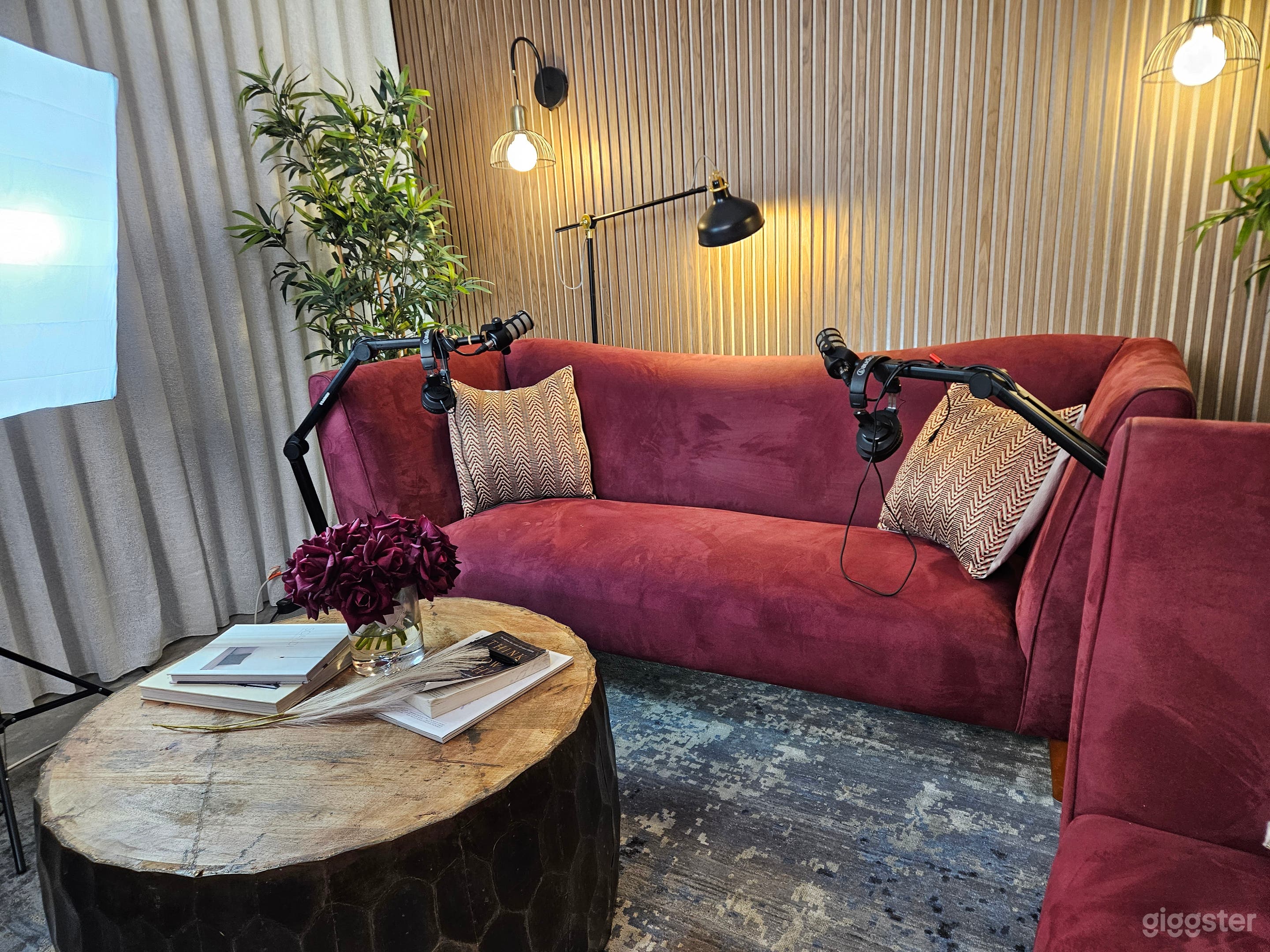 Stylish Podcast Studio with Luxe Velvet Lounges | Photo 1