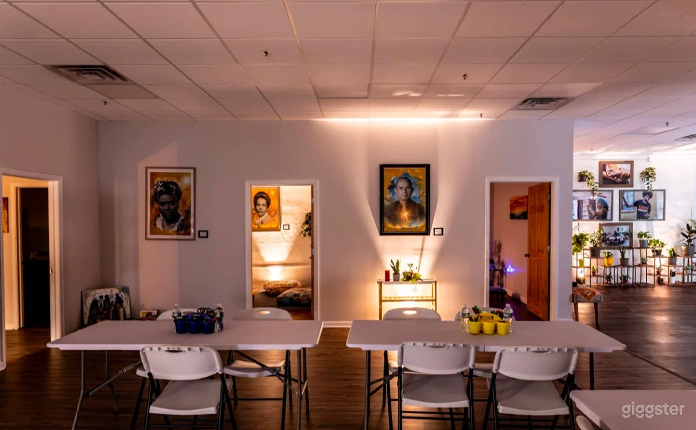 Spacious 2,000 sq. ft. facility with four distinct rooms, plus access to a beautiful outdoor courtyard.