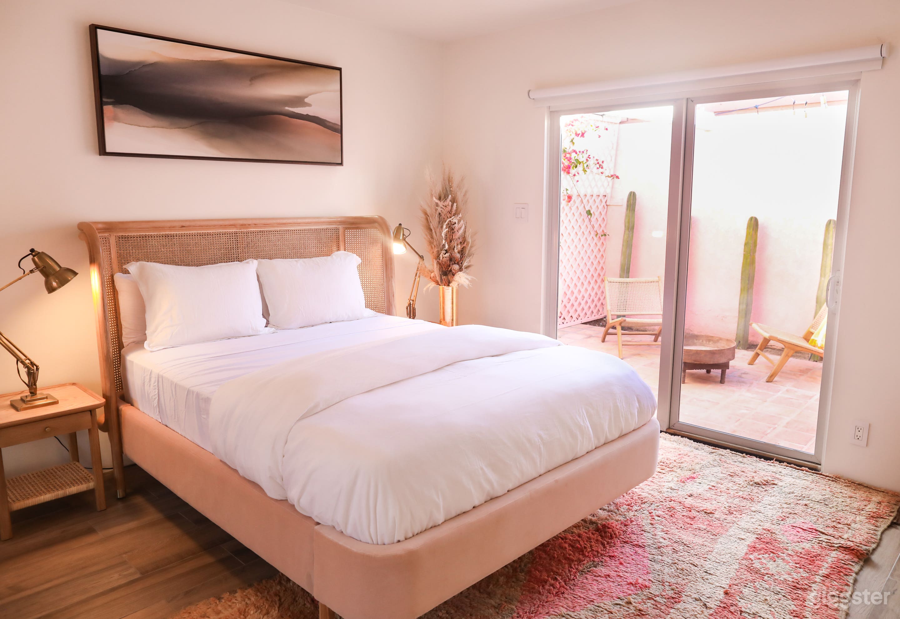 Bedroom #2 with private pink patio