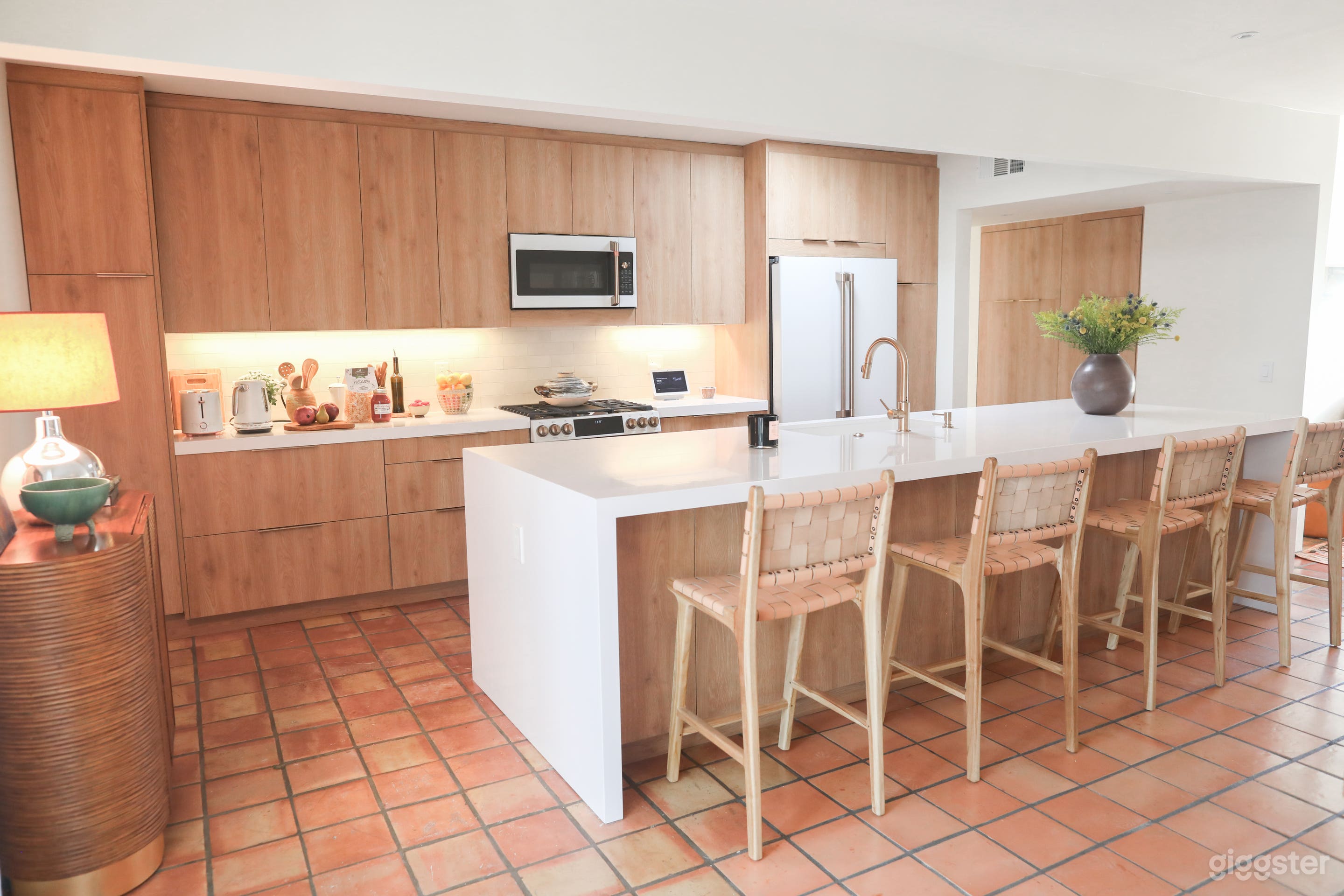 Kitchen features a large center island perfect for shooting food shots/videos