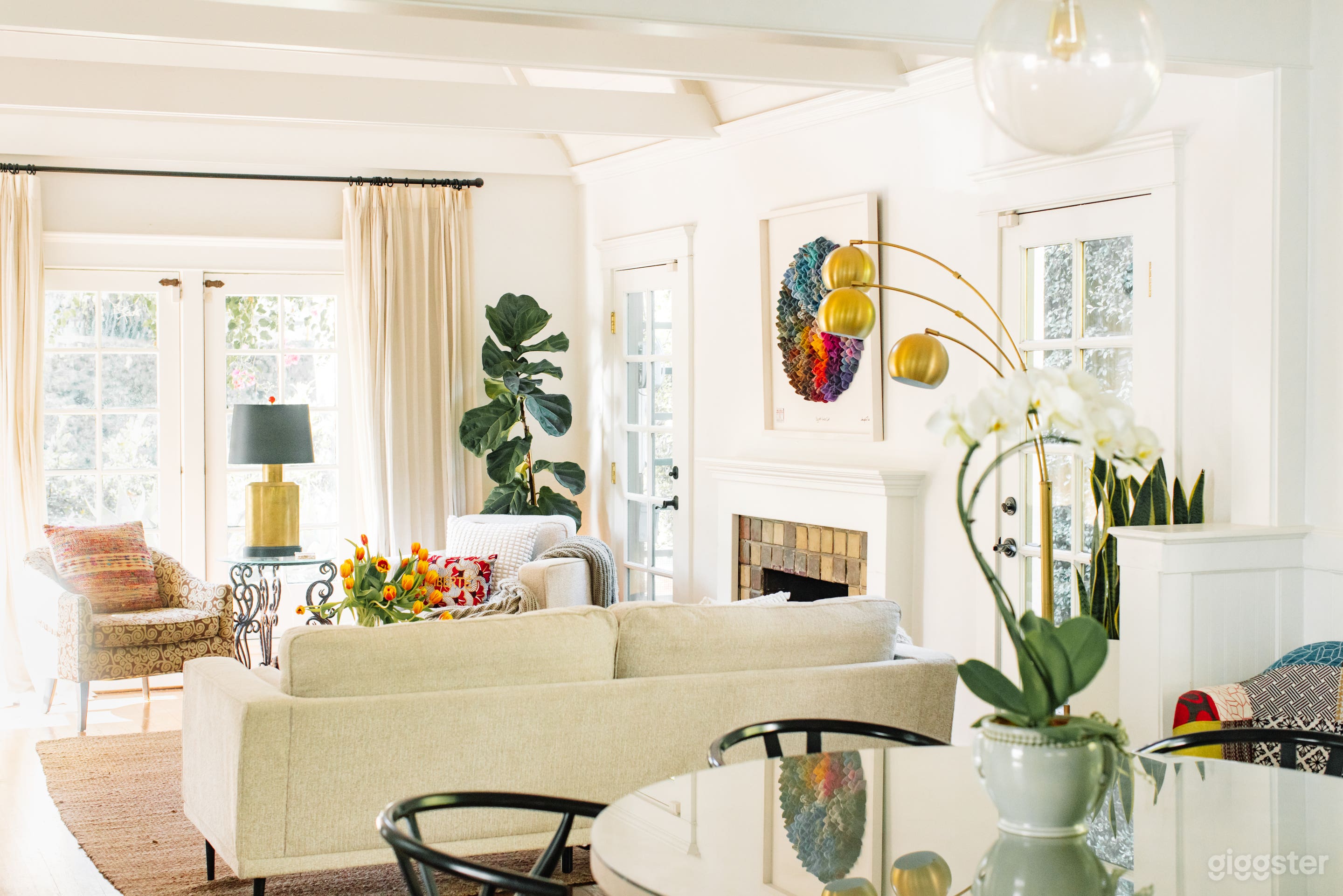 Living Room with vaulted ceiling