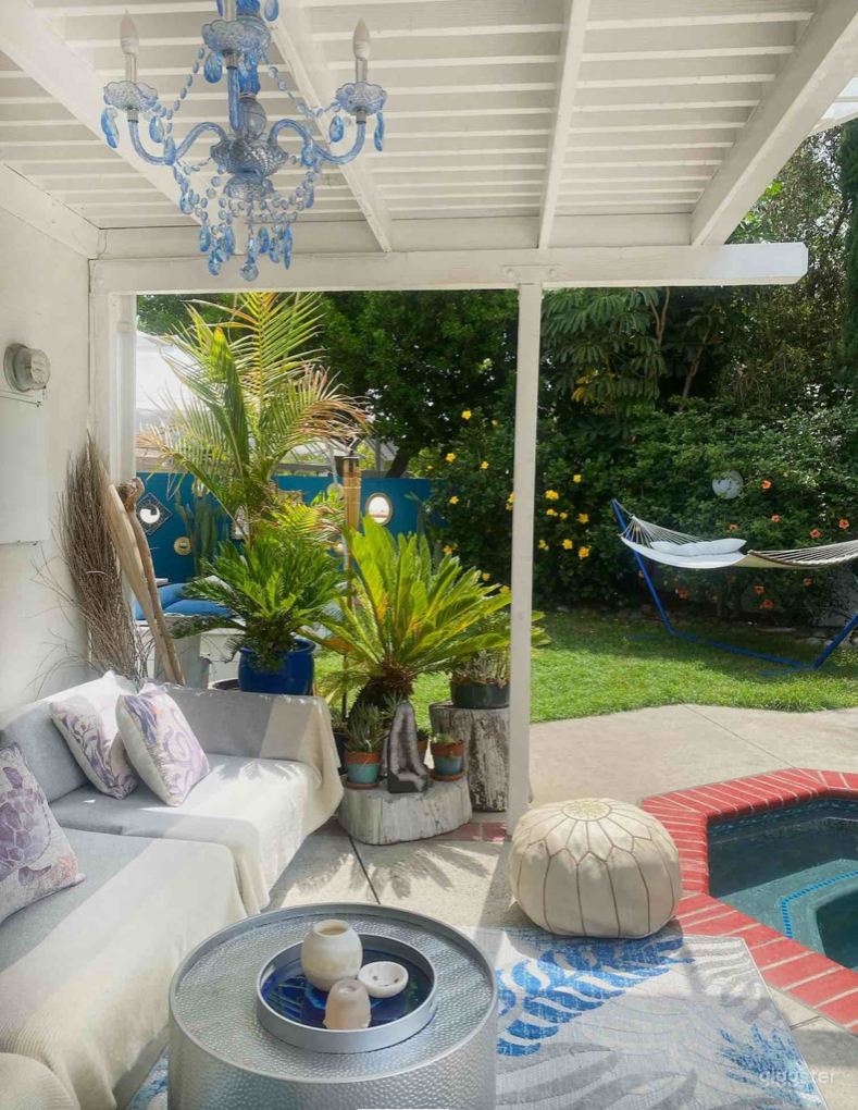 Mediterranean style pool and backyard Photo 3