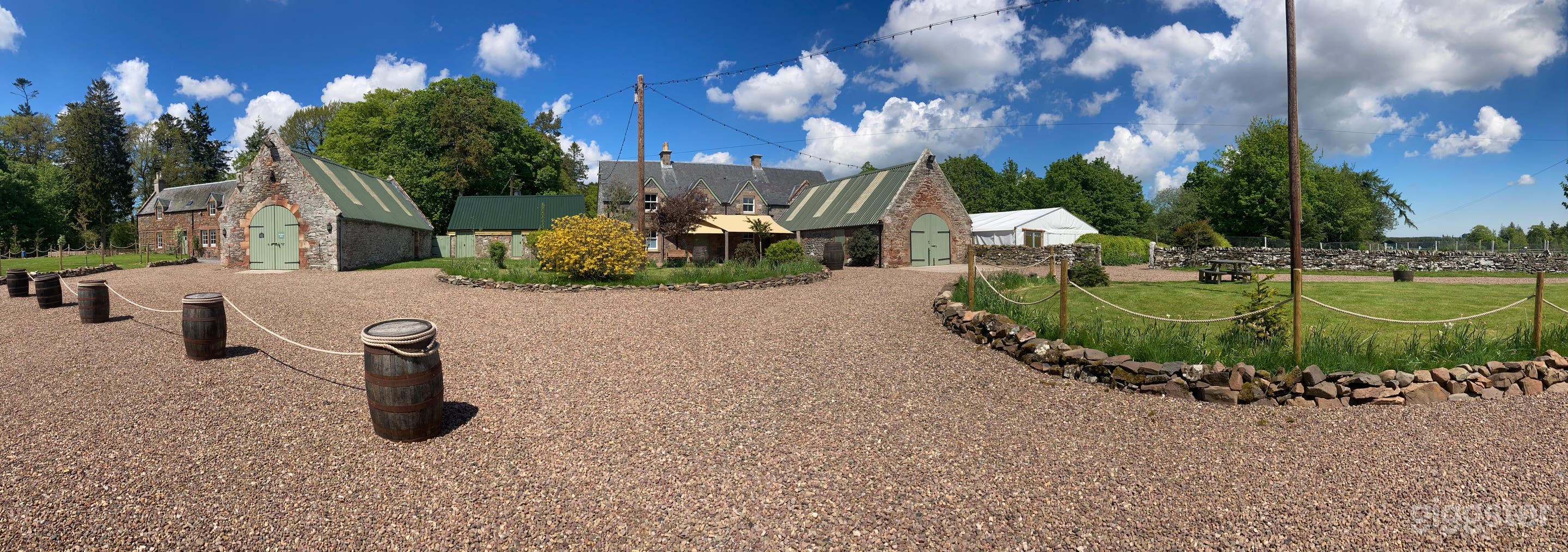 Old stables, two barns and a marquee all close together! 