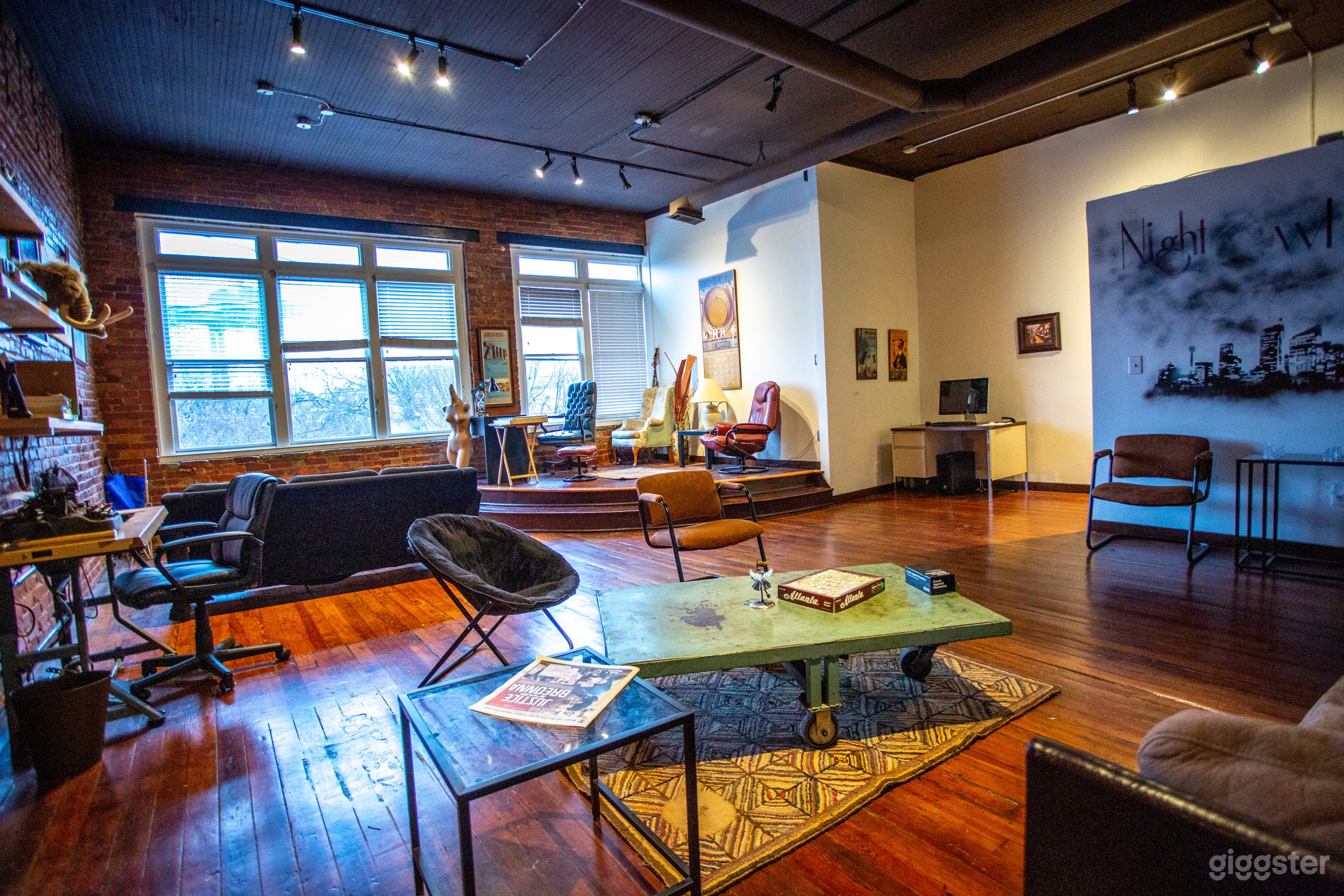 Front office Small Stage near large windows.